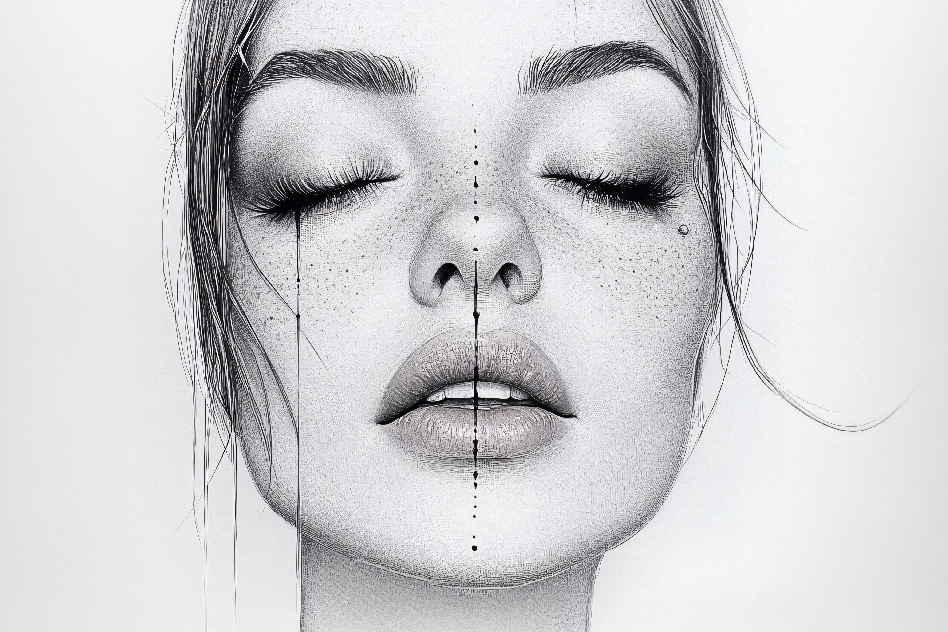 Contemplative Face Sketch