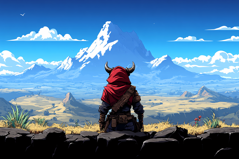 Contemplative Figure in a Mountainous Landscape