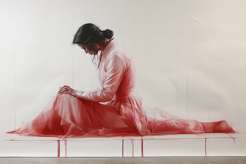 Contemplative Figure In Red