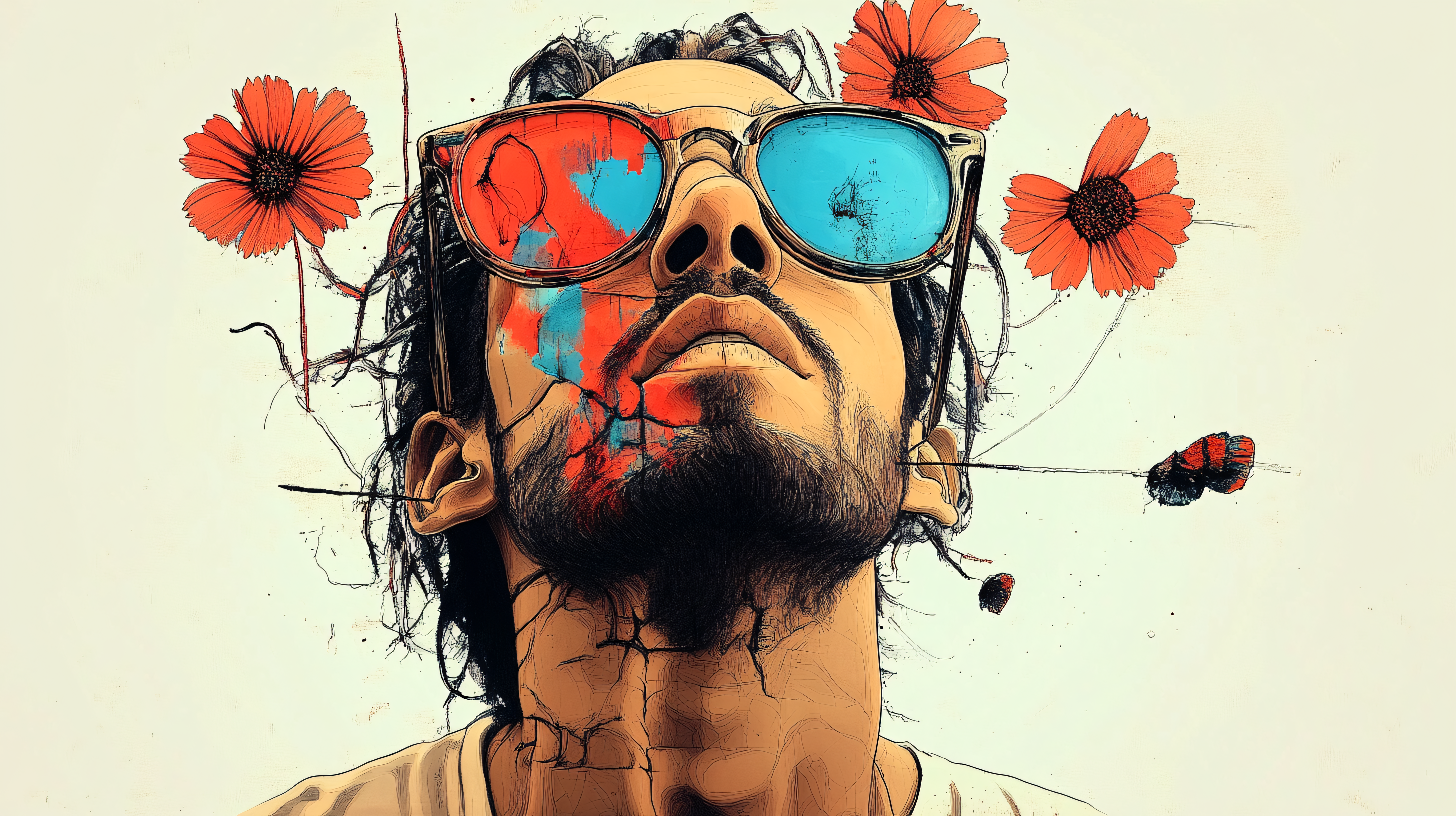 Contemplative Gaze Through Tinted Spectacles