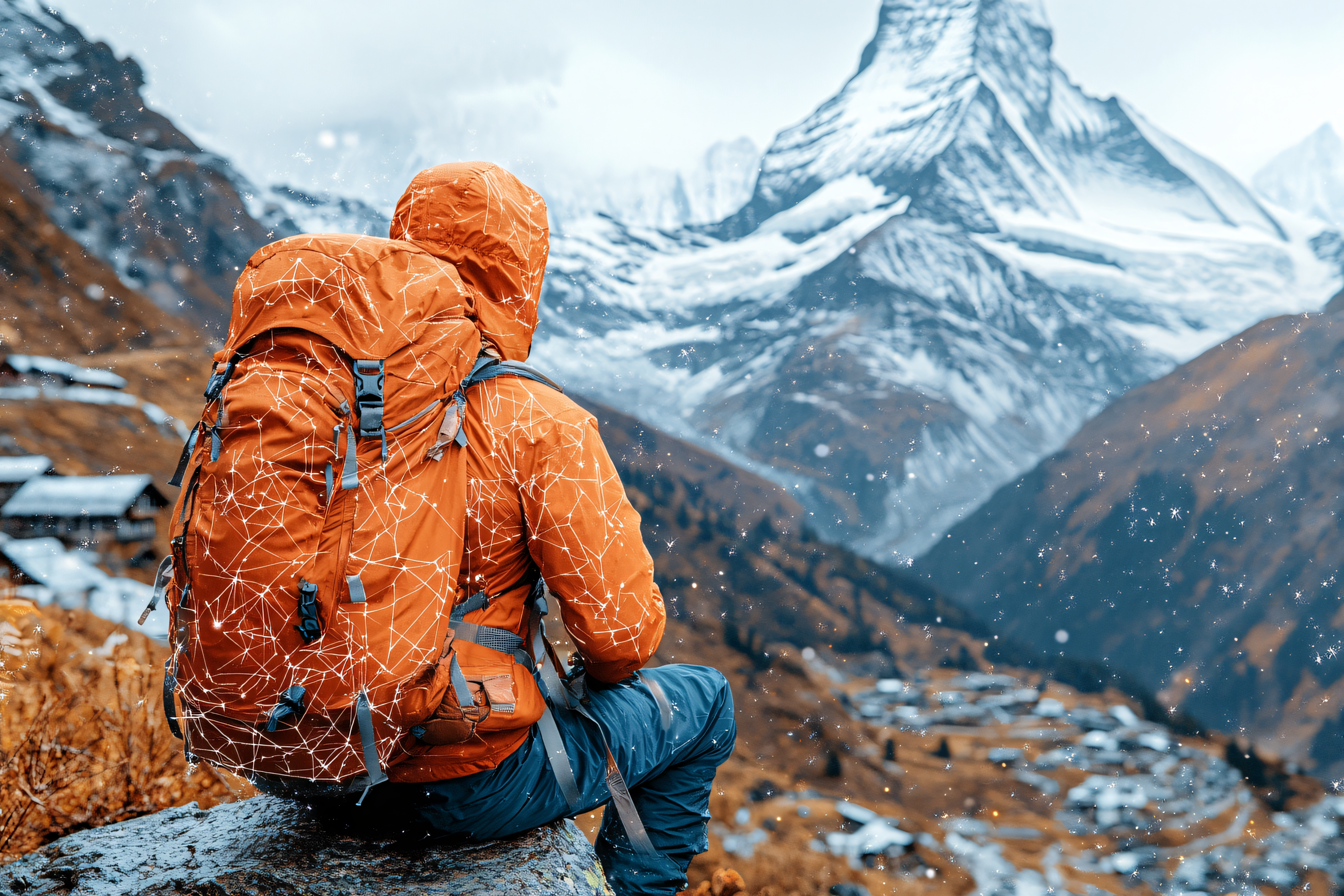 Contemplative Hiker Overlooking Mountain View