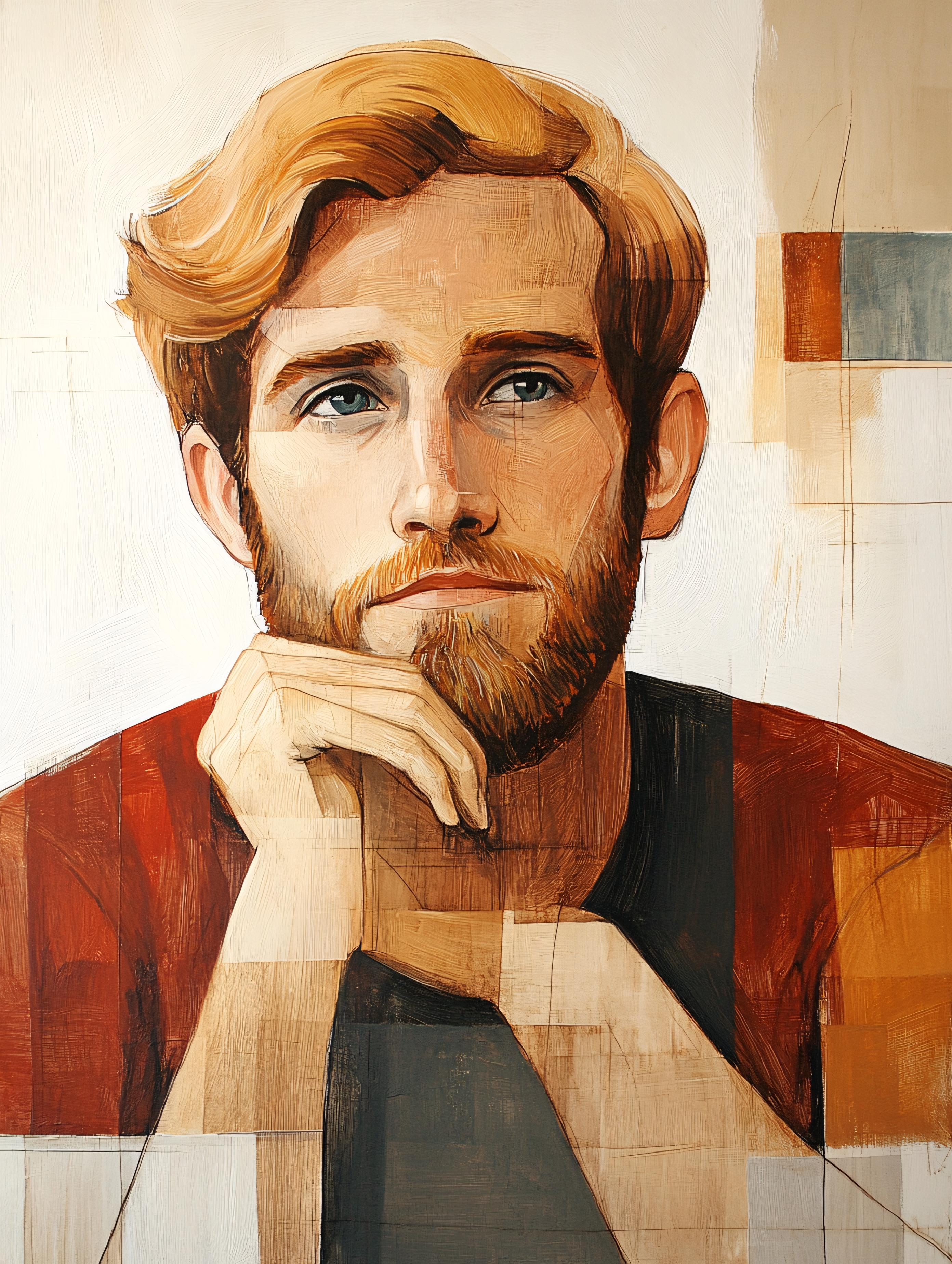 Contemplative Man with Beard Painting