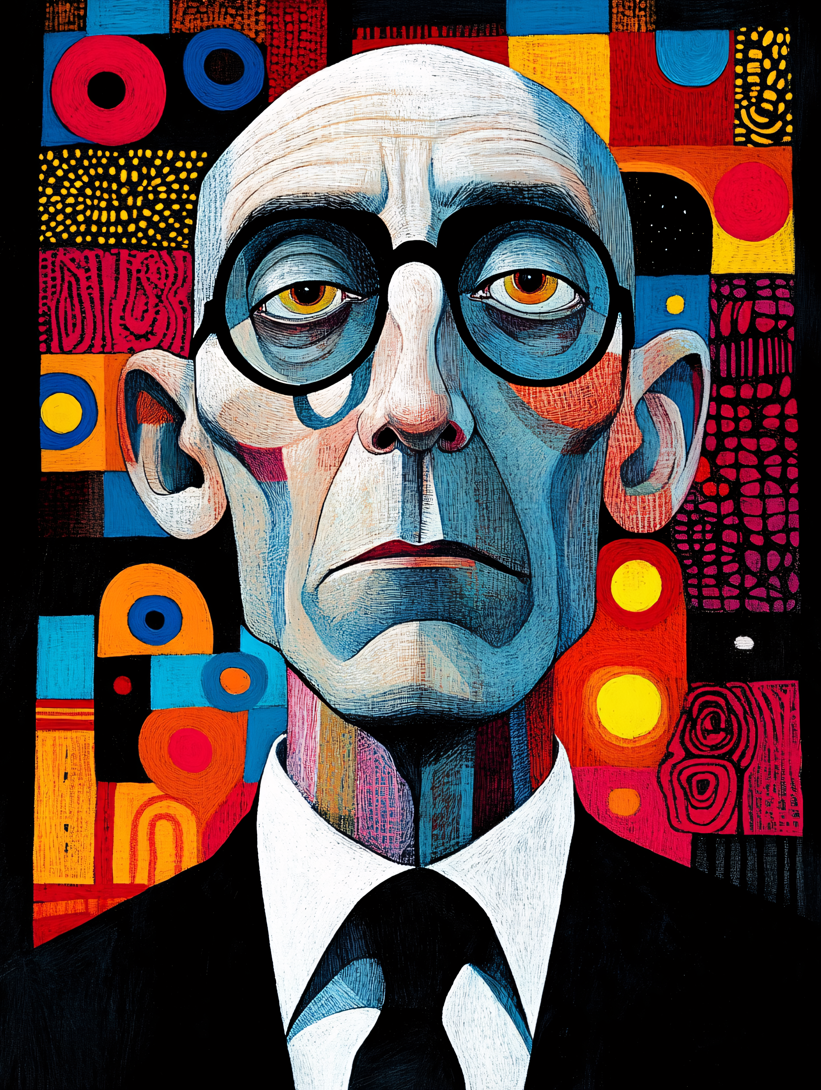 Contemplative Portrait In Abstract Style