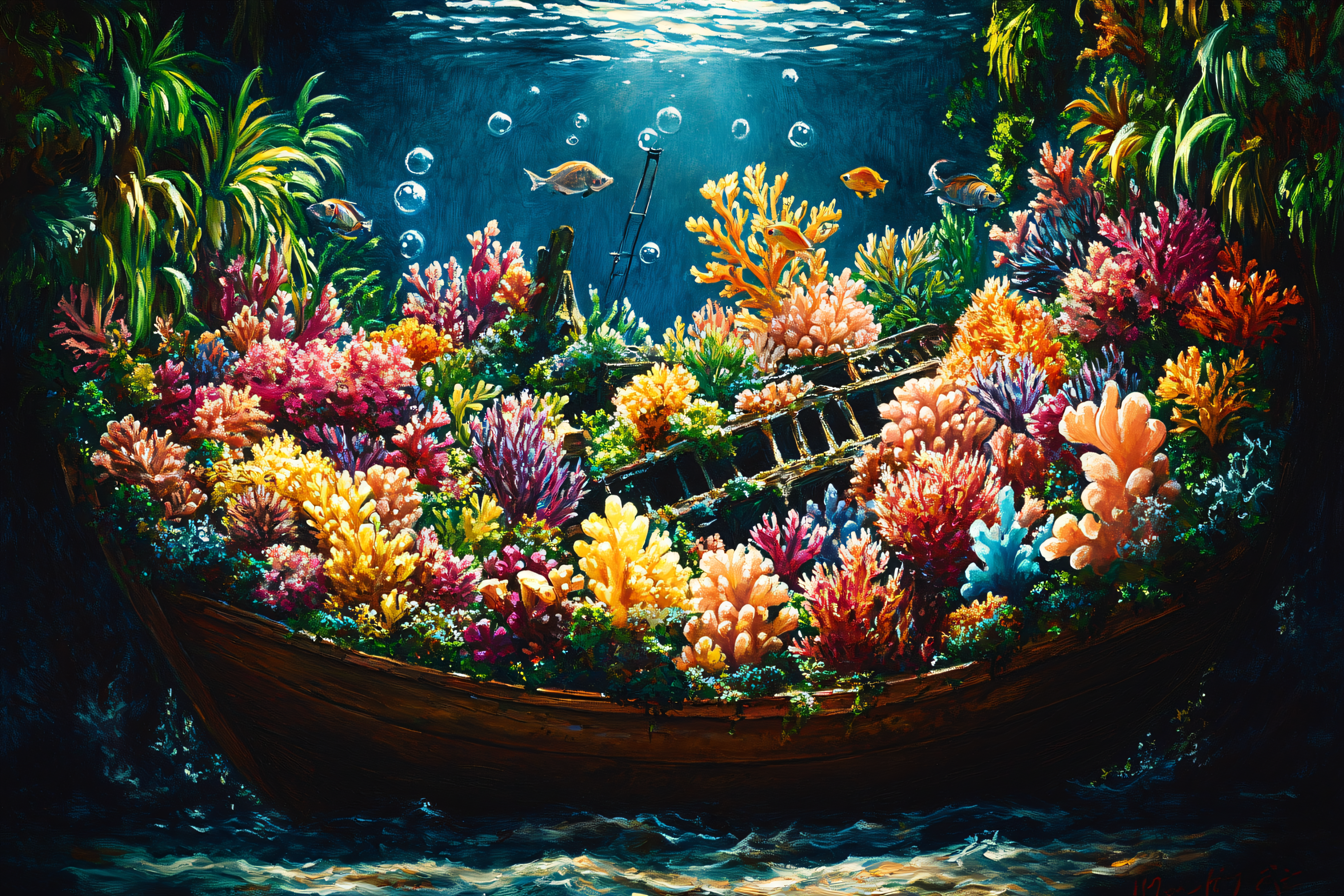 Coral Boat Underwater