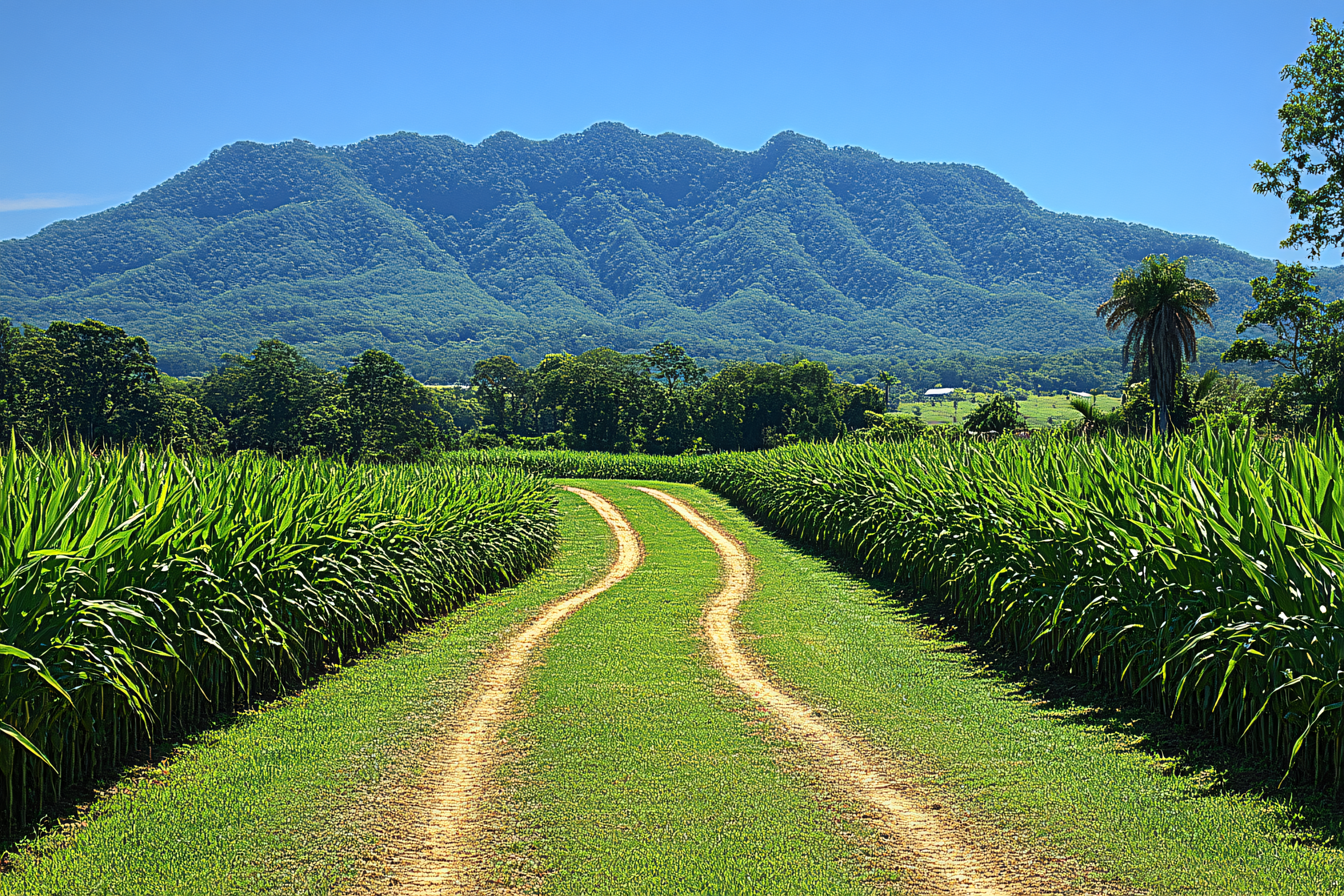 Country Road Through Corn Field