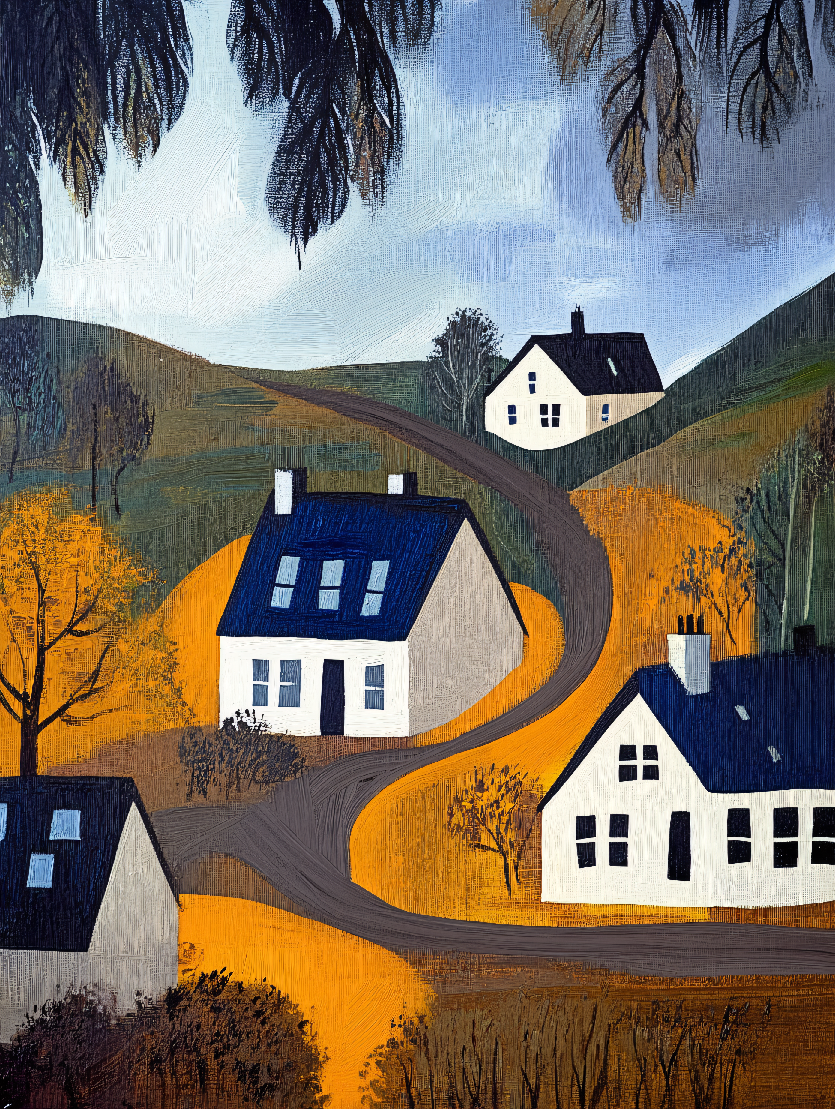 Countryside Houses Painting