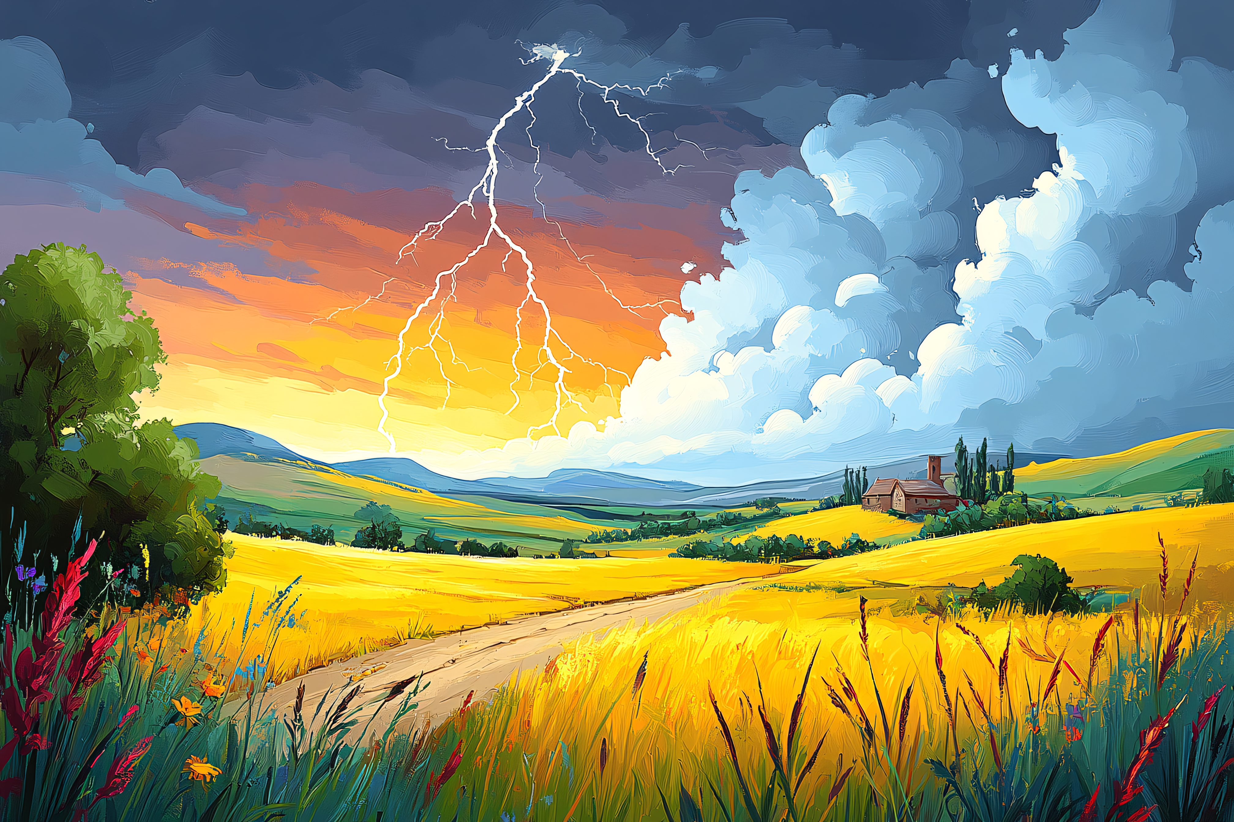 Countryside Lightning Strike