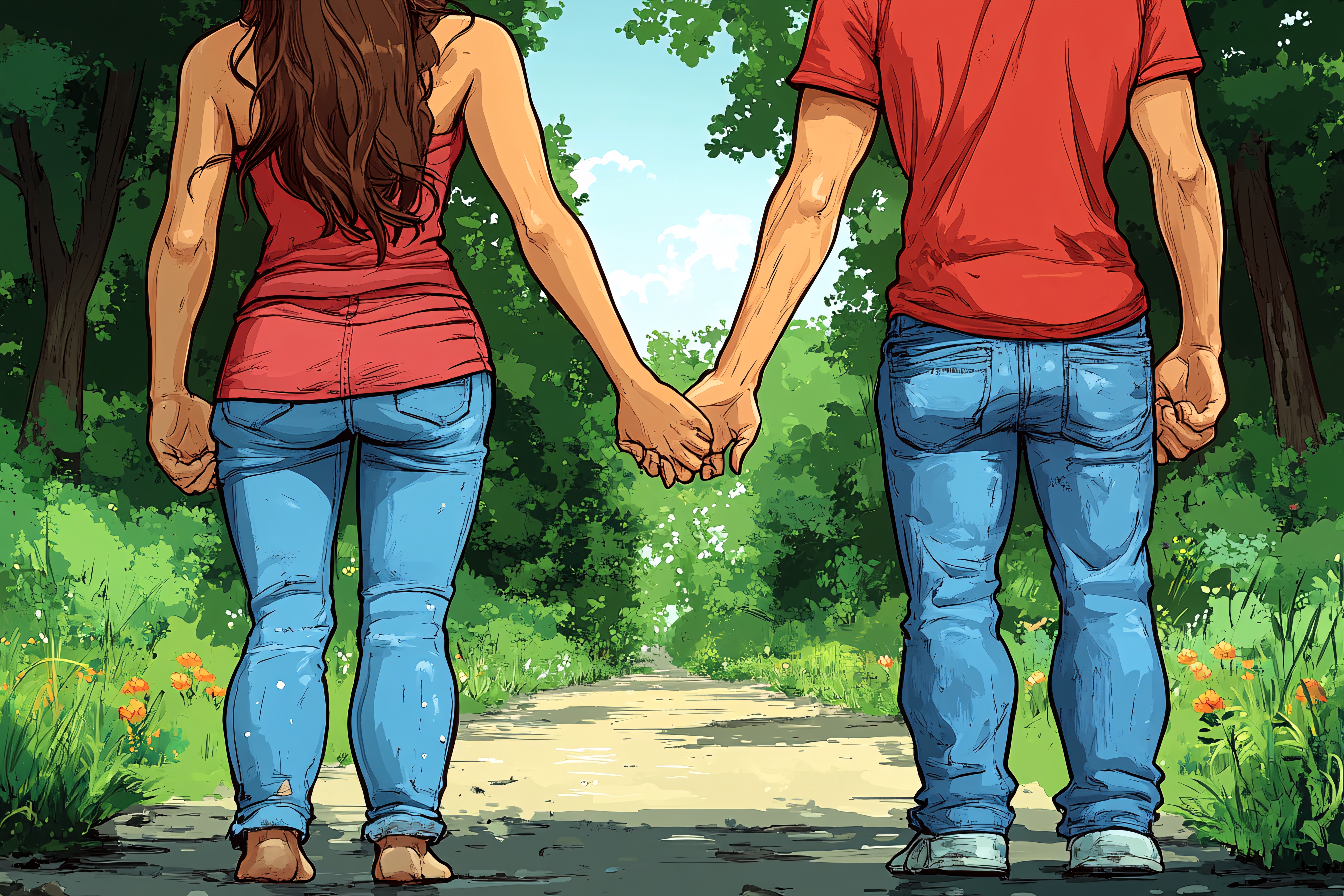 Couple Holding Hands Path