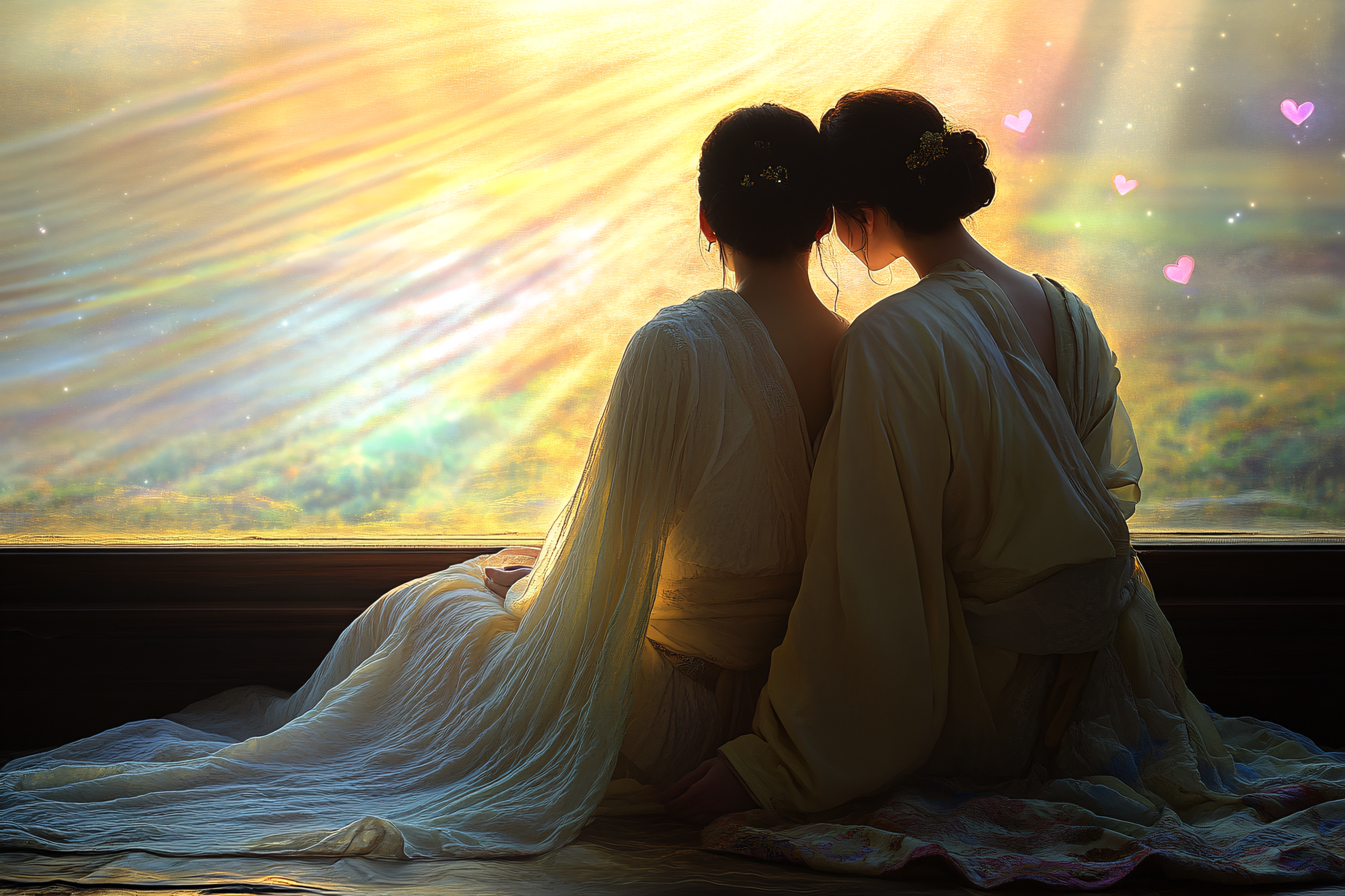 Couple Silhouetted Against Golden Light