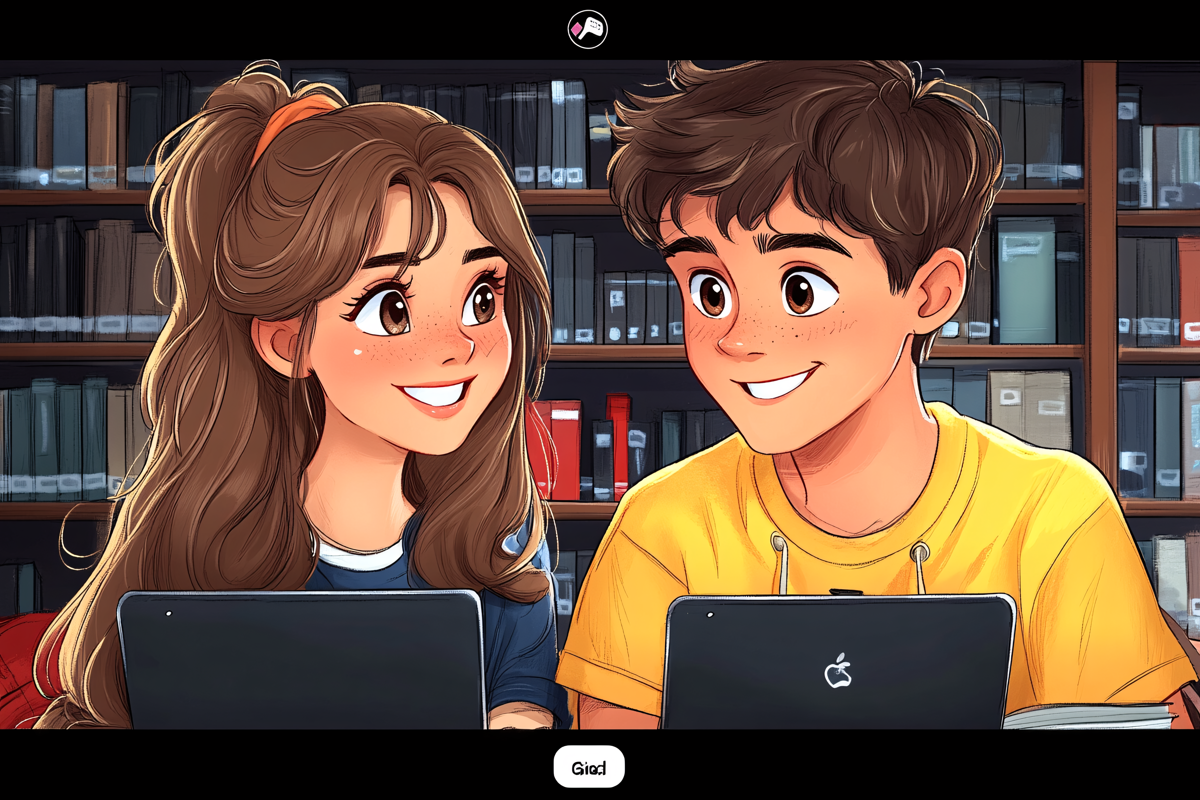 Couple Studying In Library