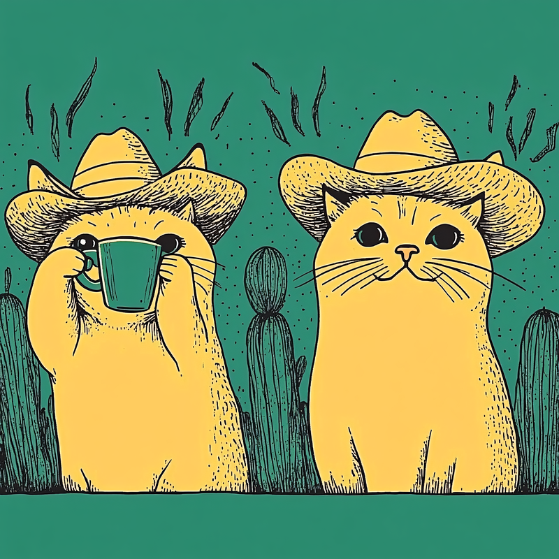 Cowboy Cats In Desert