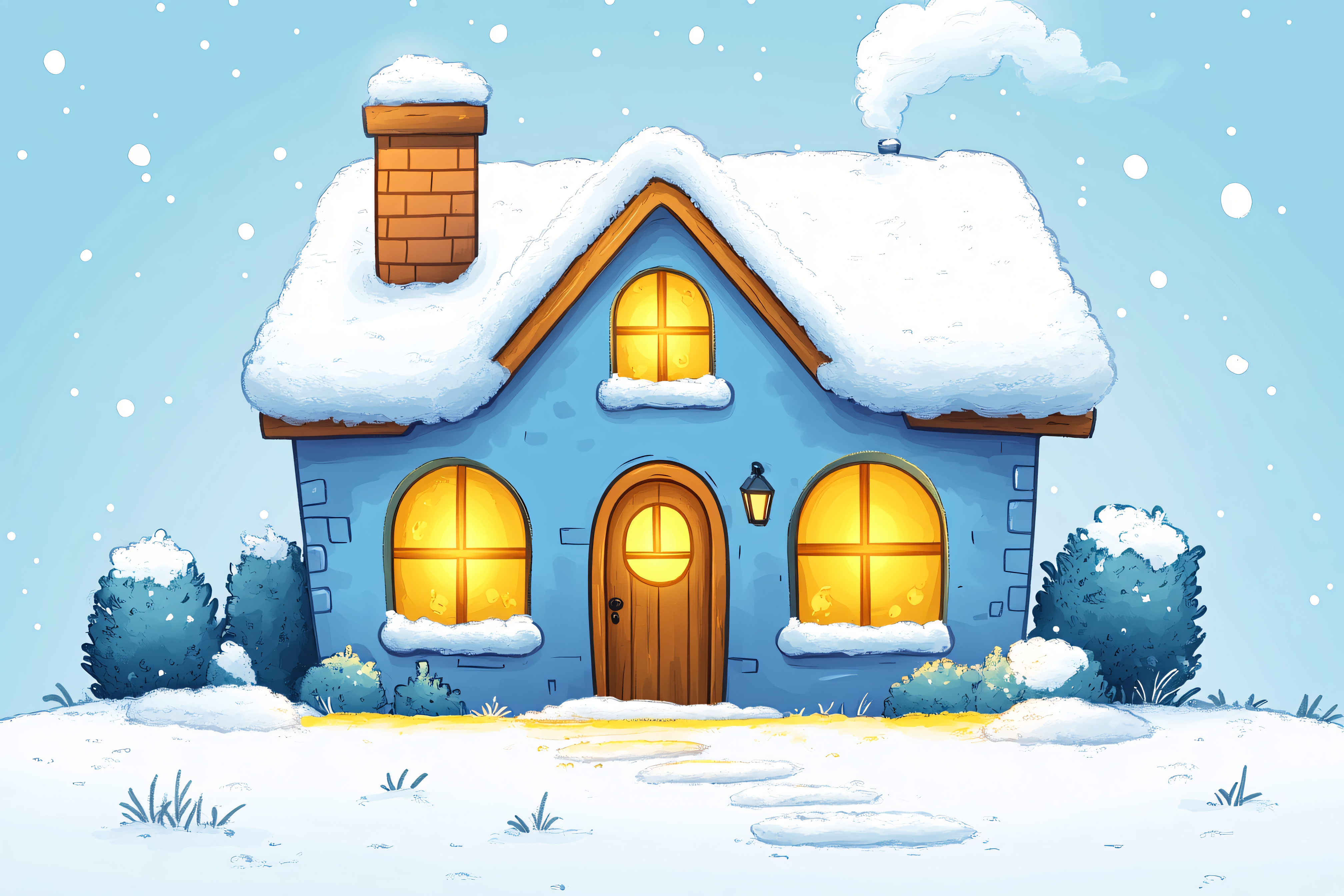 Cozy Winter Cottage Scene