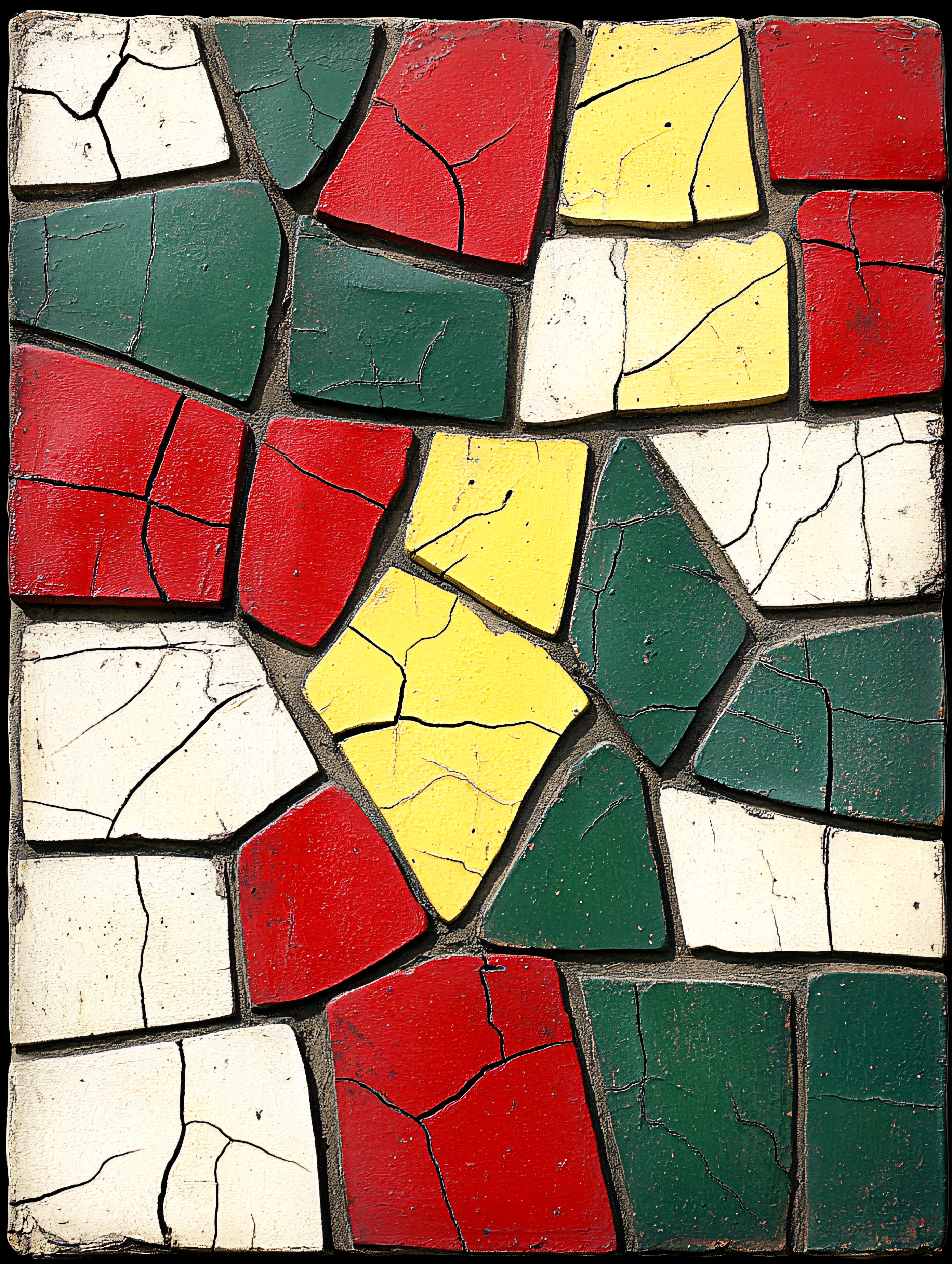 Cracked Colorful Tiles Wall