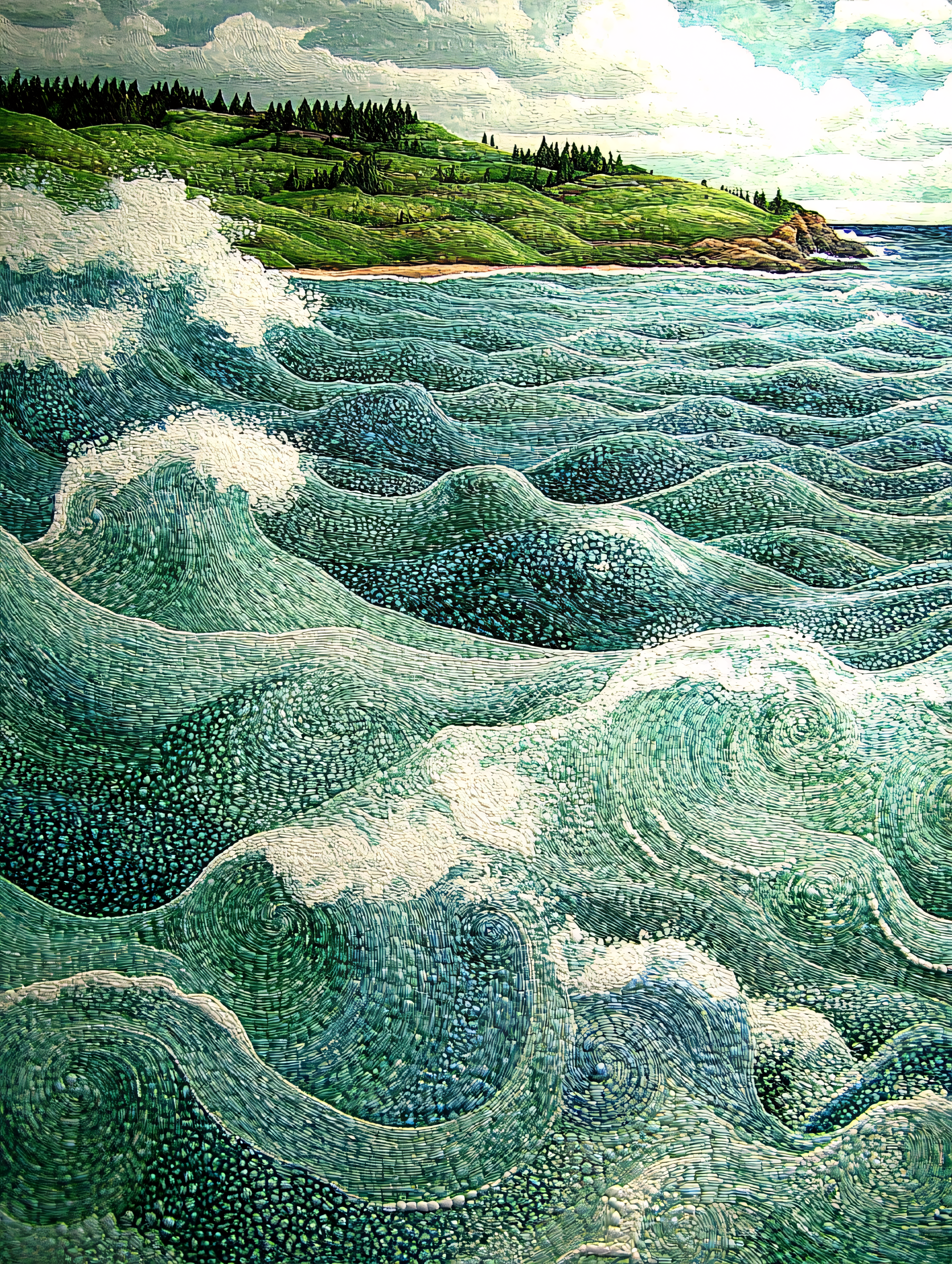 Crashing Waves and Coastal Landscape
