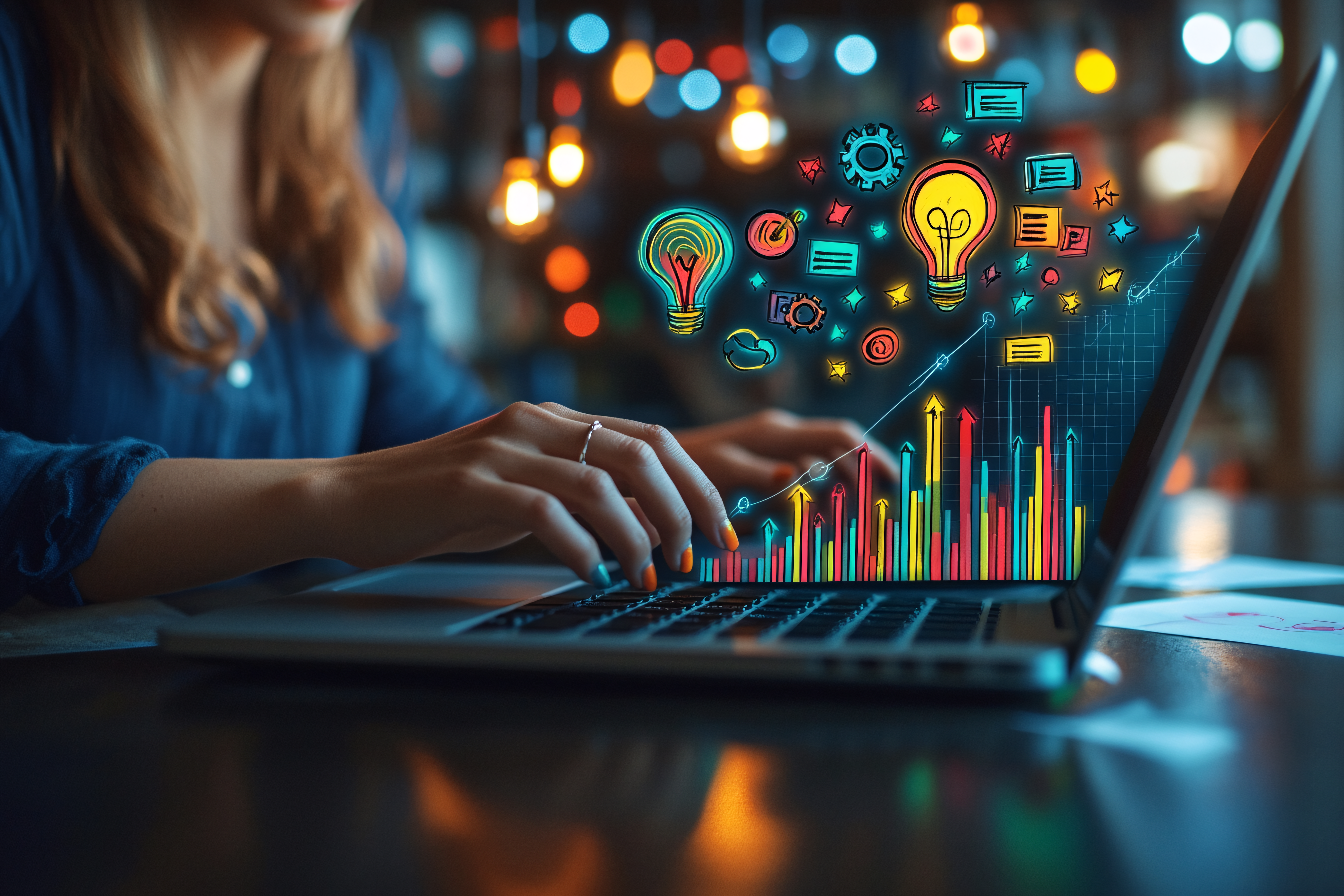 Creative Business Growth on Laptop