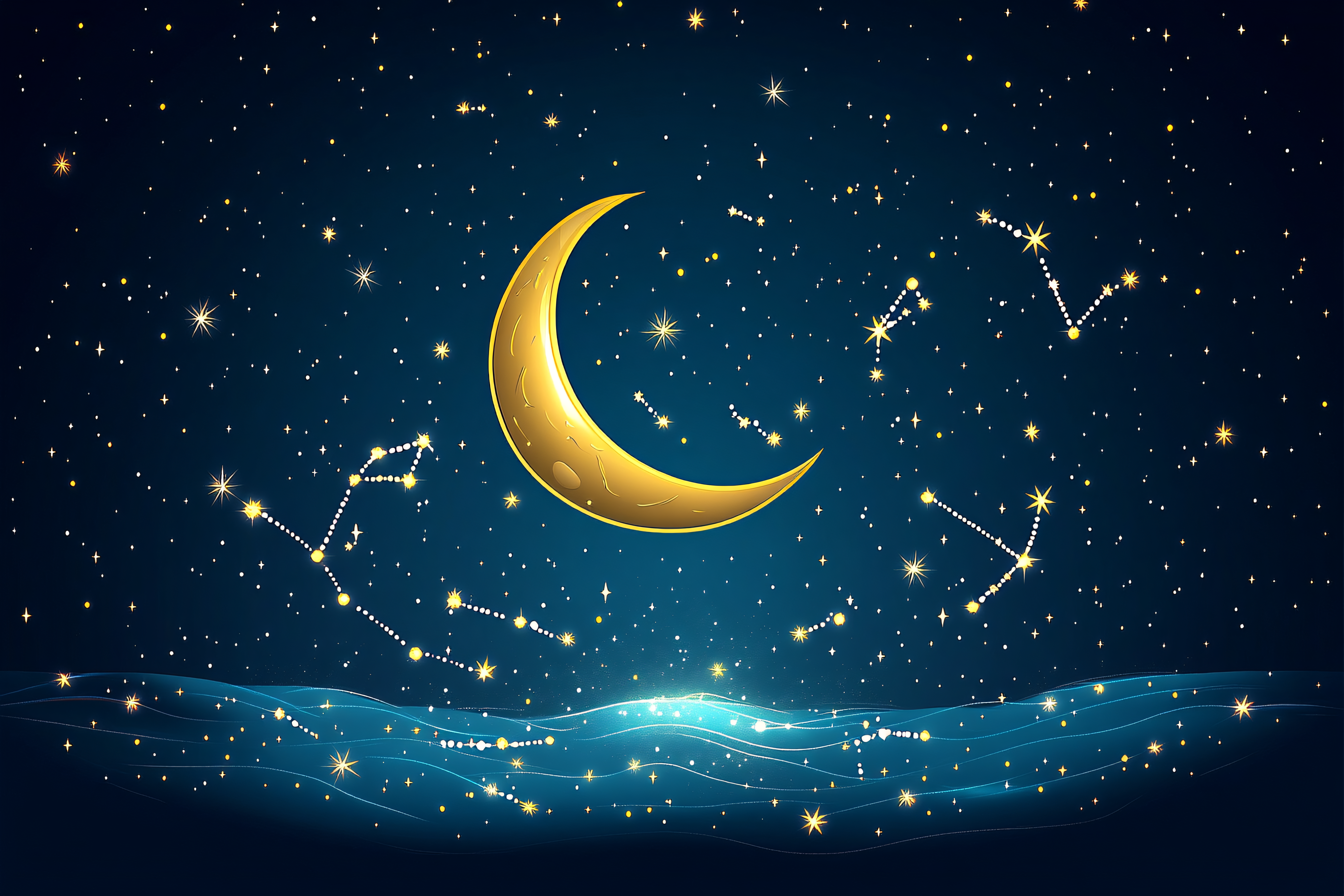 Crescent Moon and Constellations