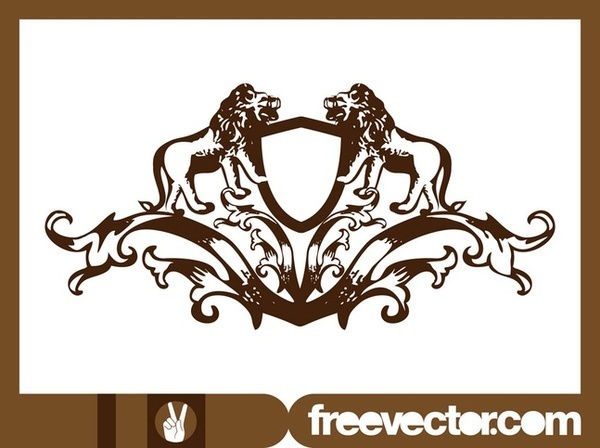 Crest With Lions Free Vector