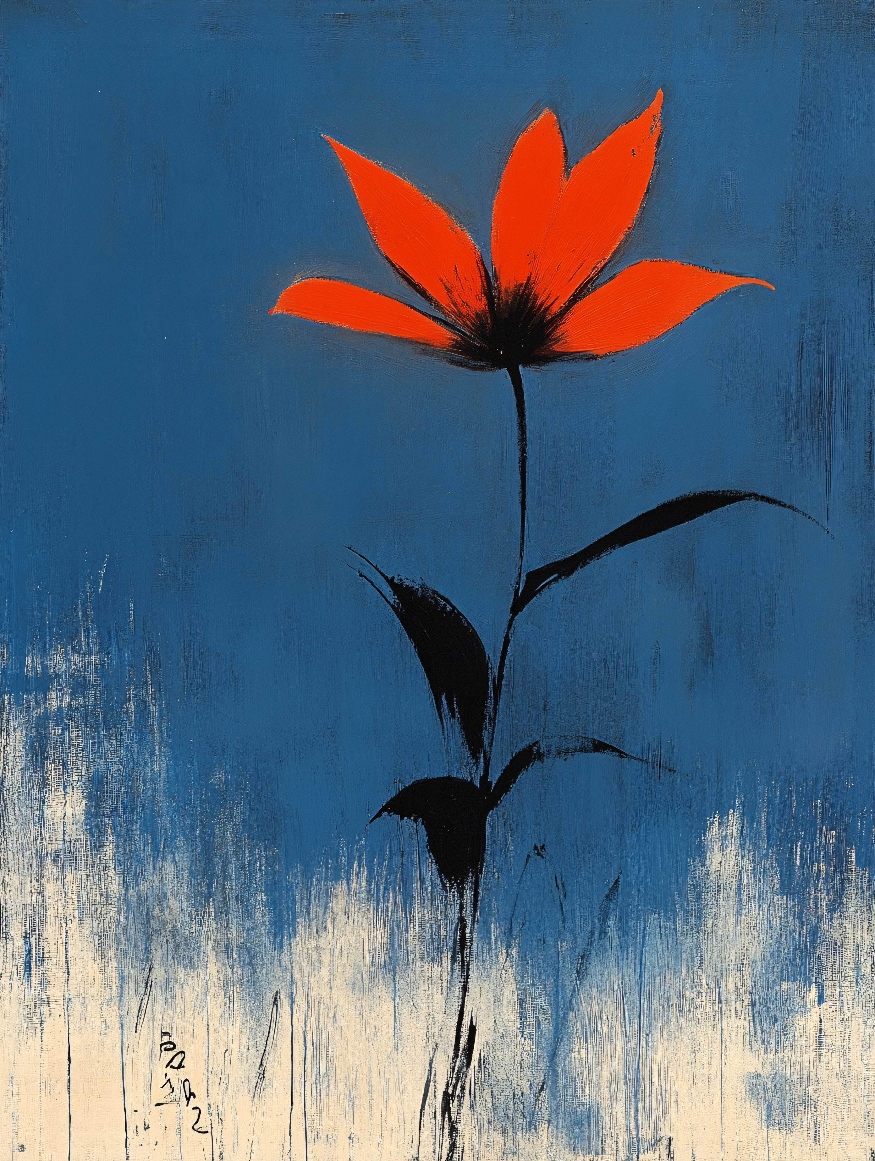 Crimson Blossom Against Azure