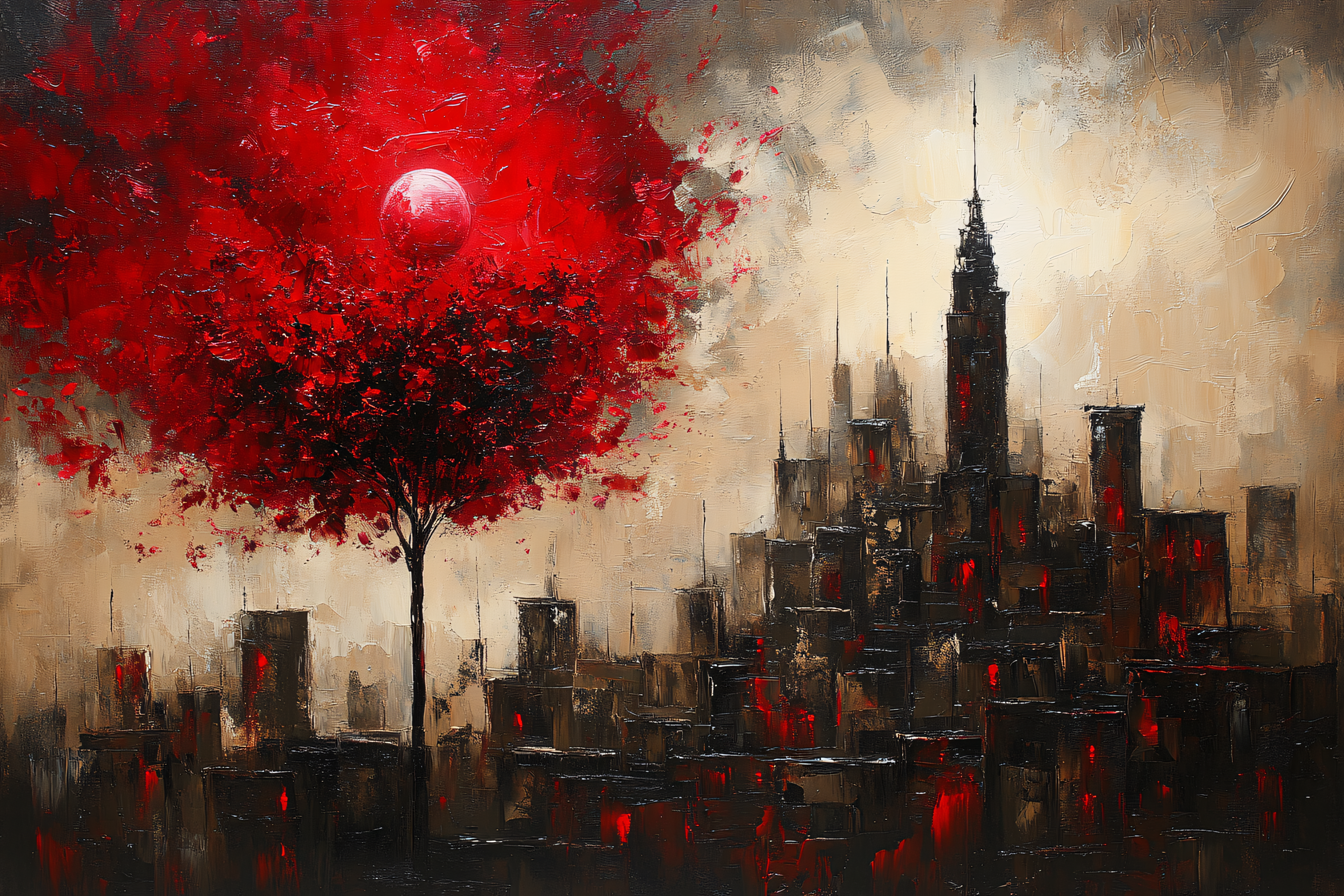 Crimson Canopy Cityscape