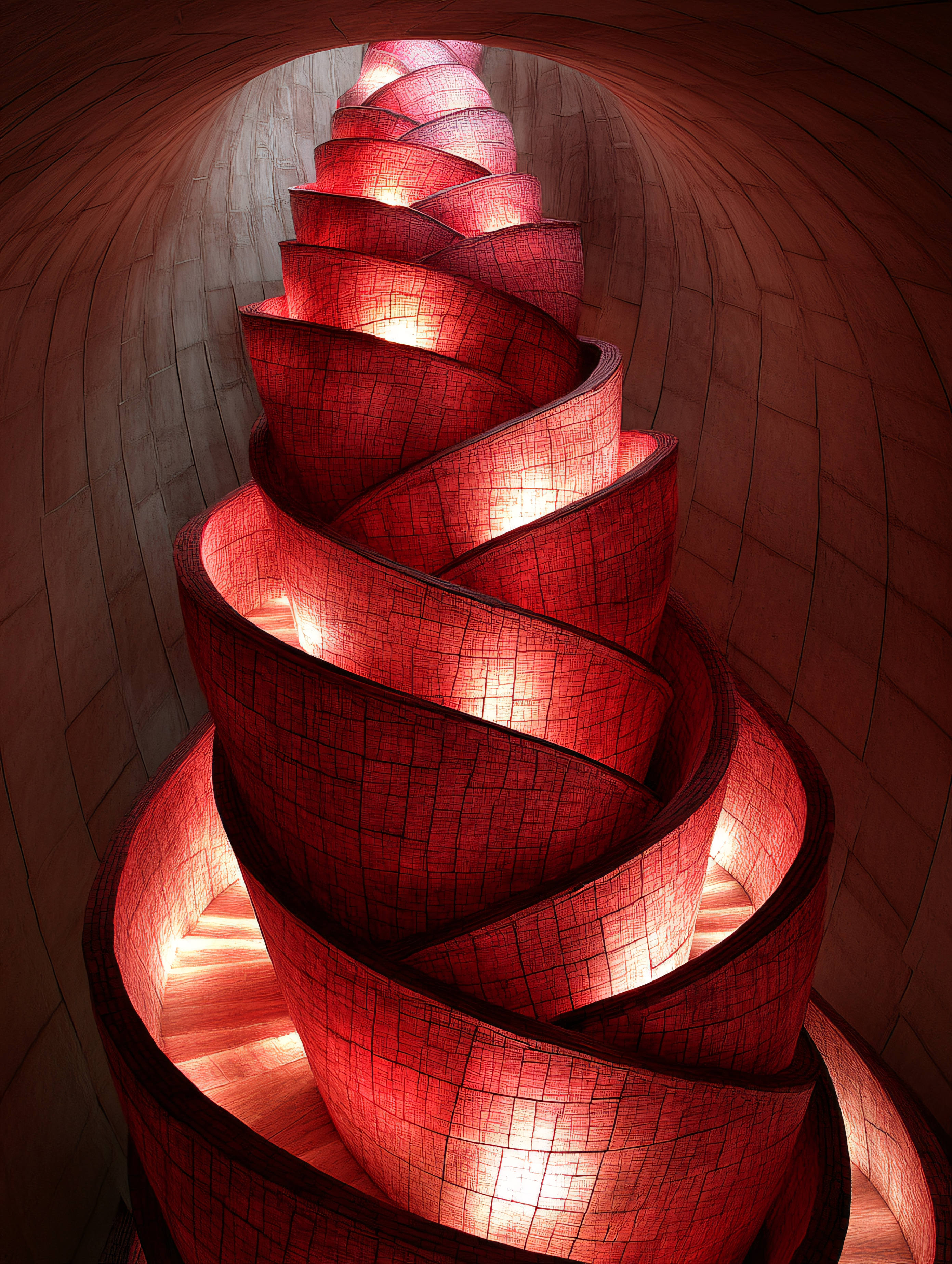 Crimson Spiral Staircase