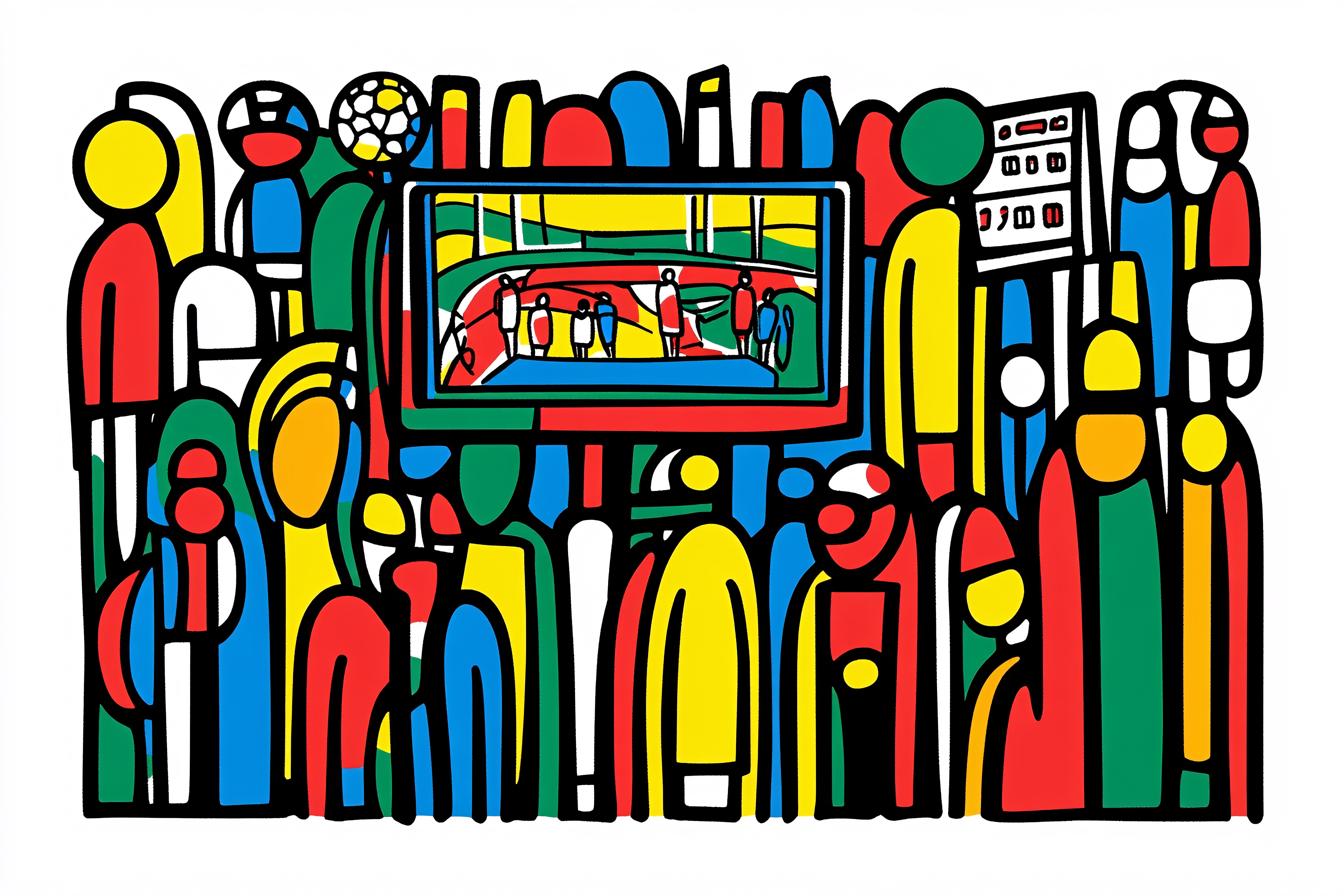Crowd Watching a Game on TV
