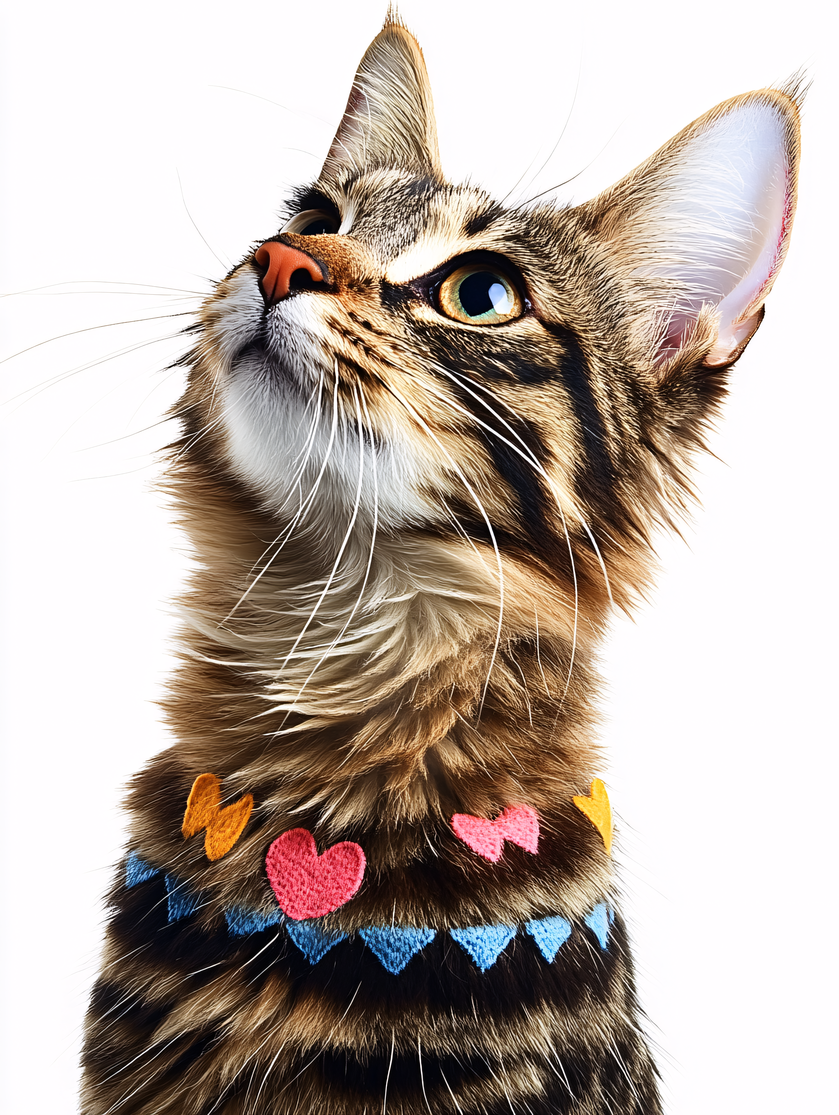 Curious Cat with Heart Collar