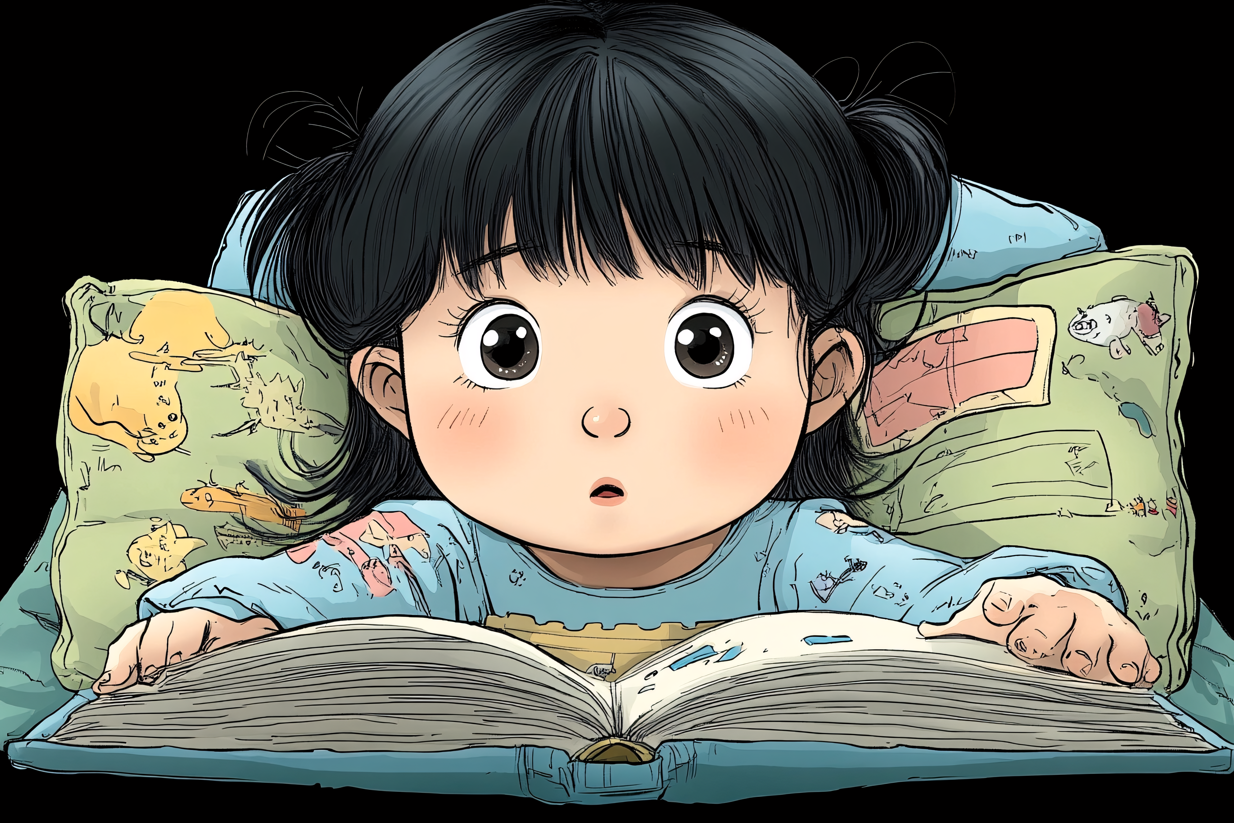 Curious Child Reading Storybook