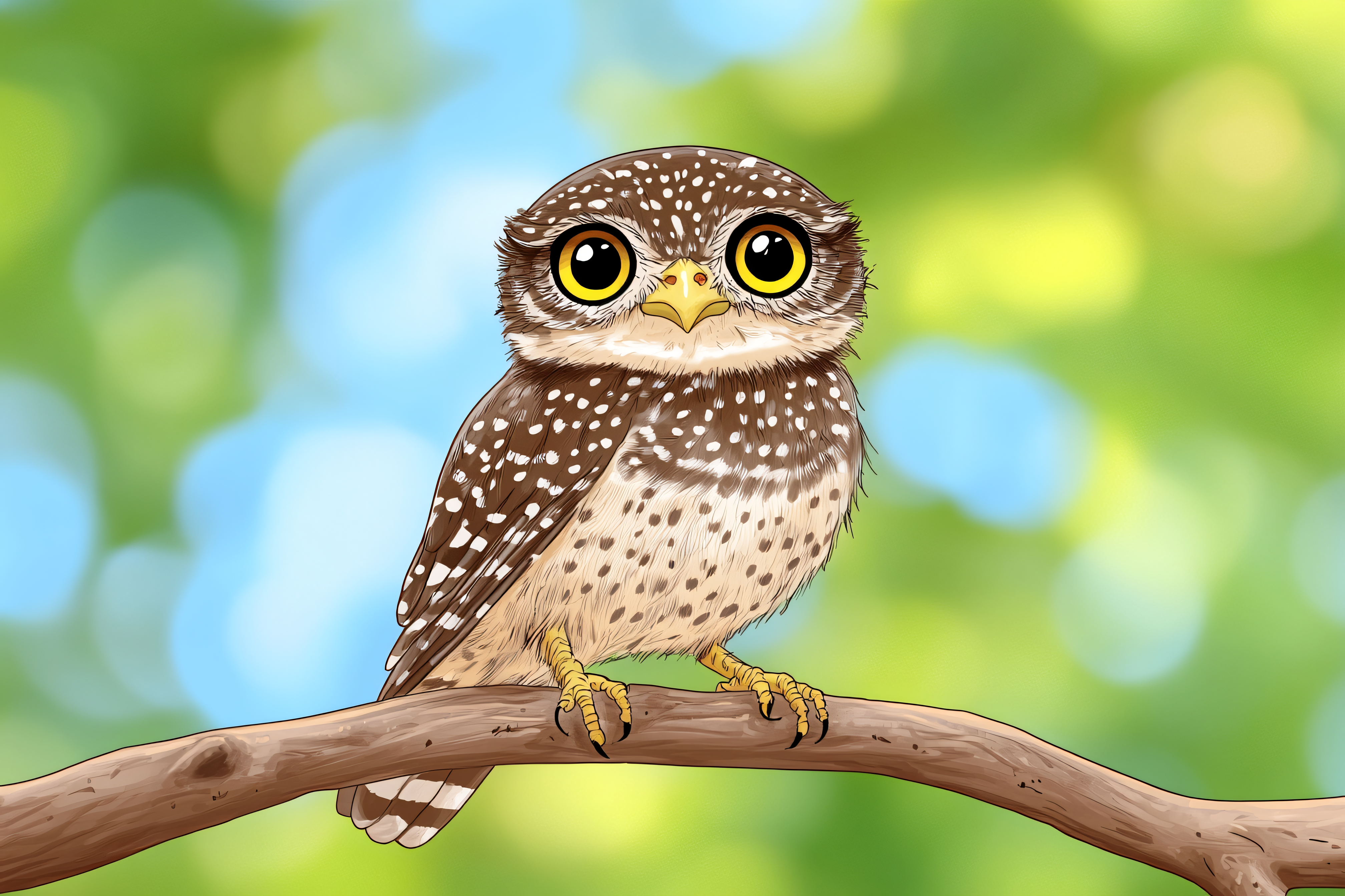 Curious Owl Perched on Branch
