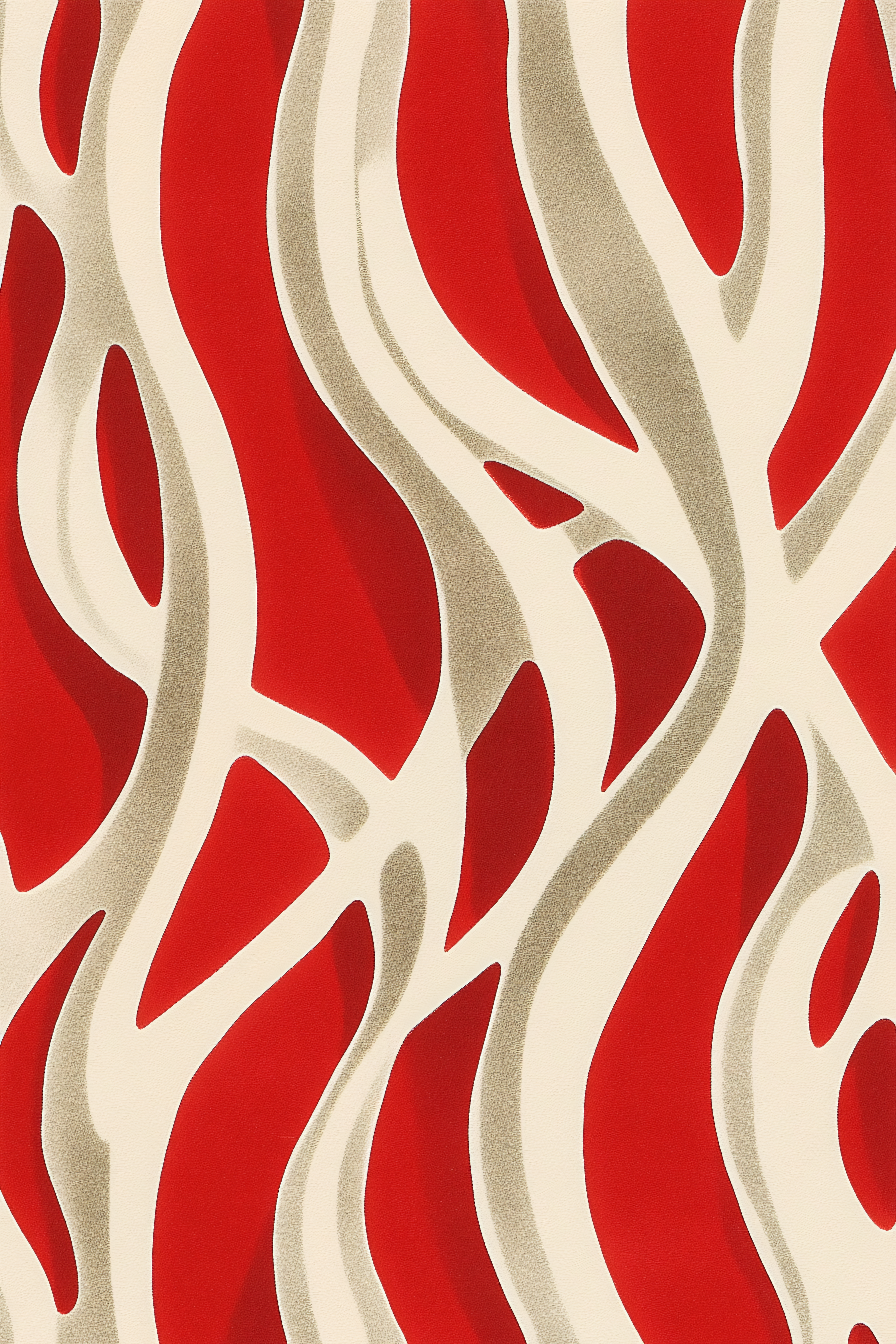 Curving Forms in Red and Beige