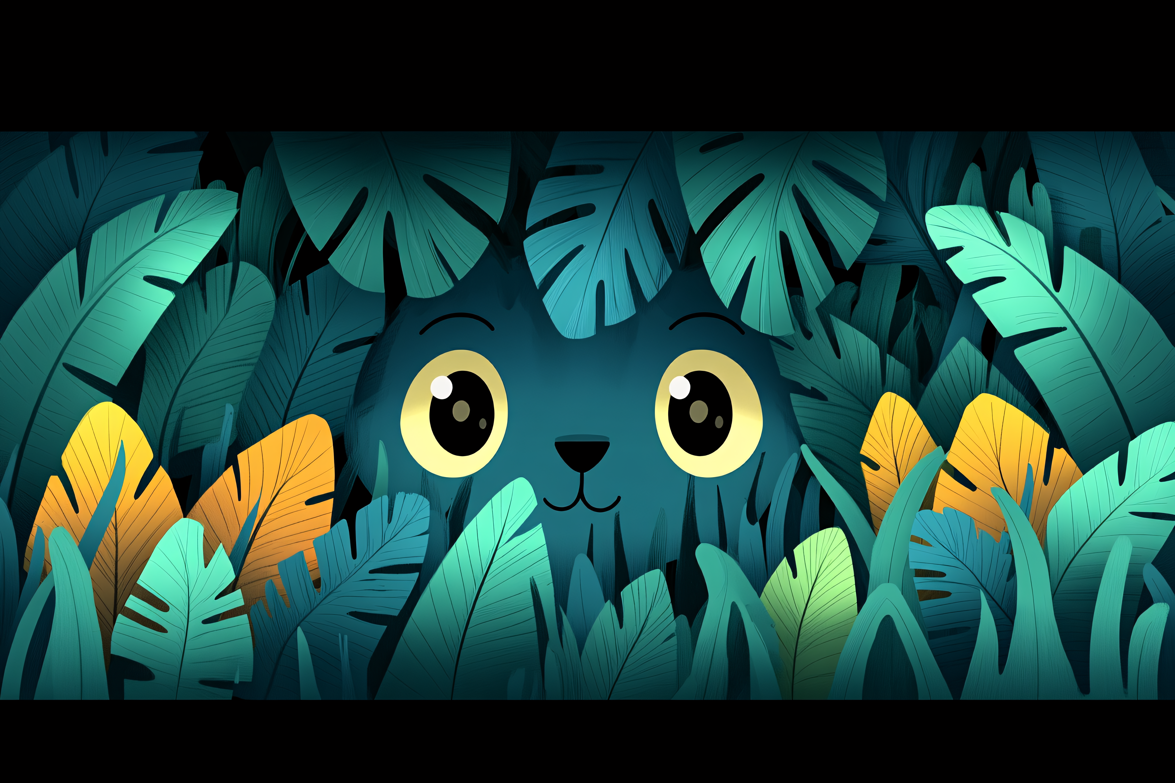 Cute Cat Peeking Through Leaves
