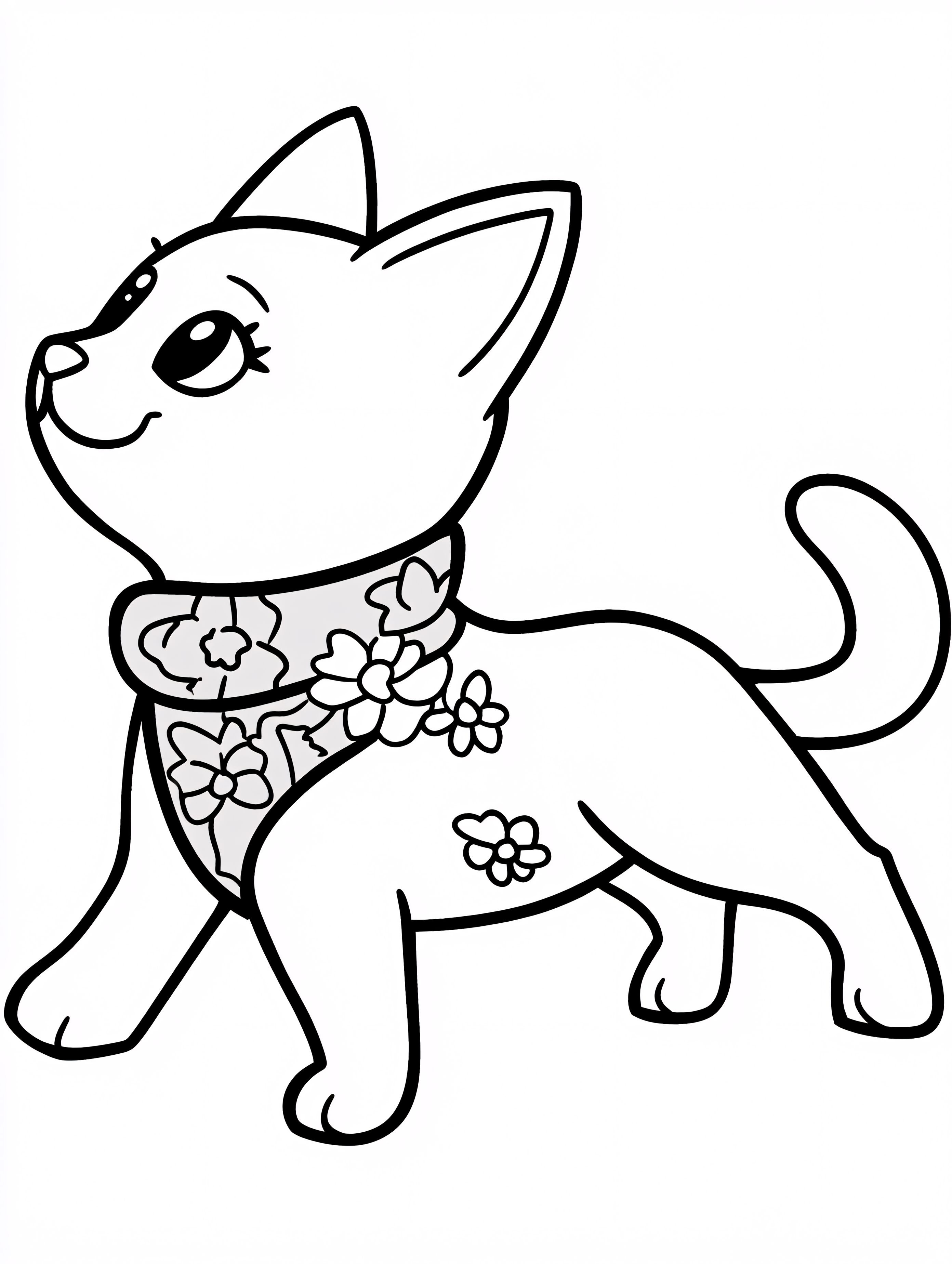 Cute Kitten with Flower-Patterned Scarf