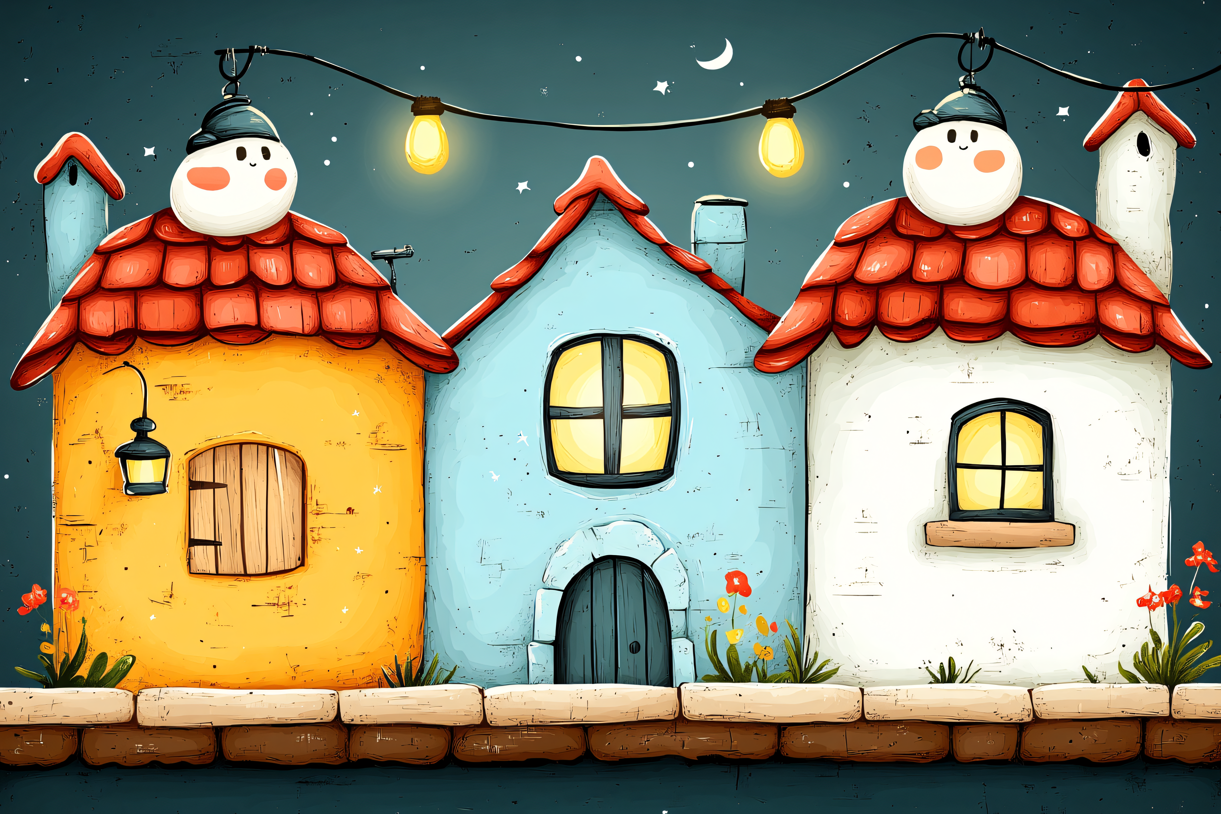Cute Night Houses