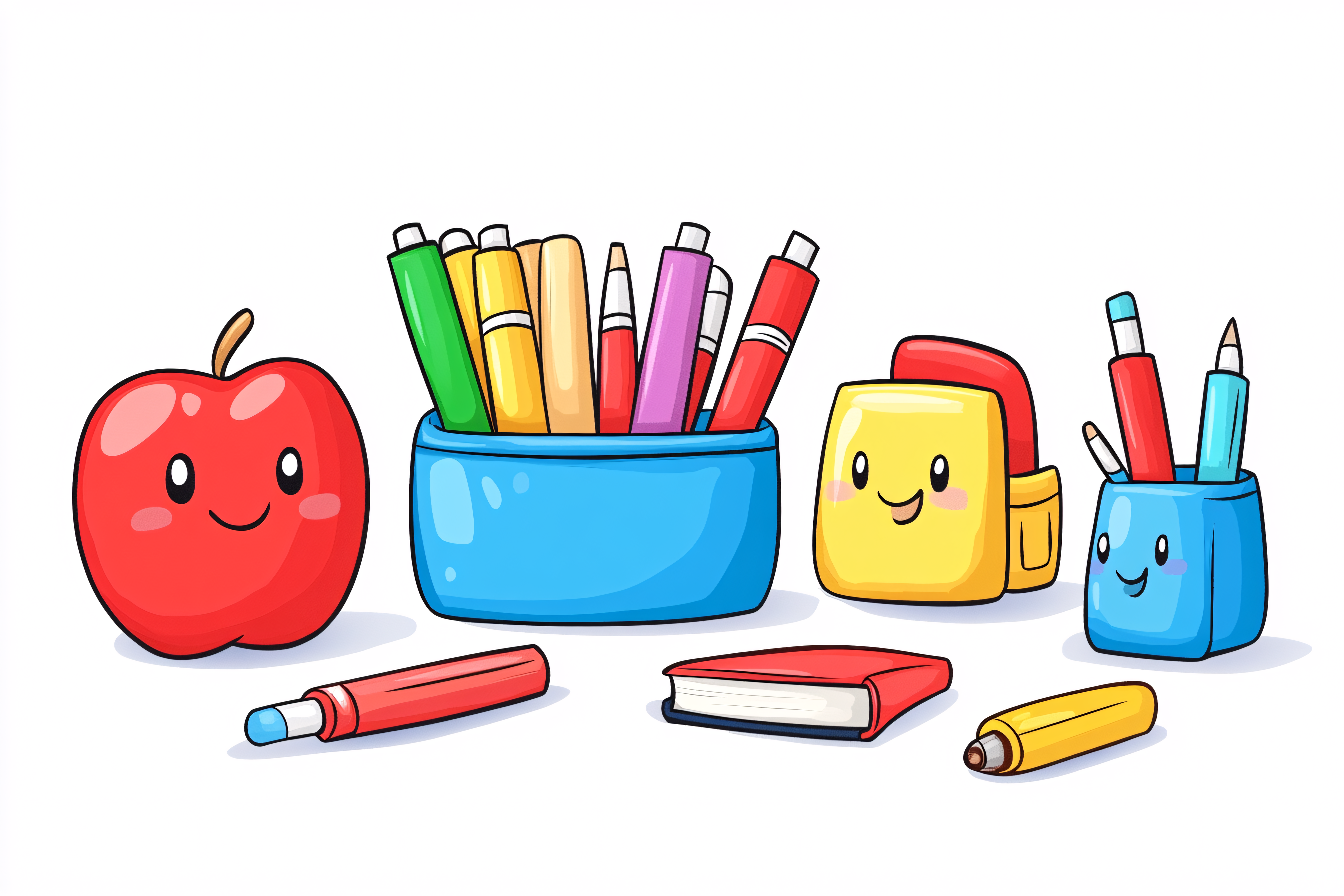 Cute School Supplies Cartoon