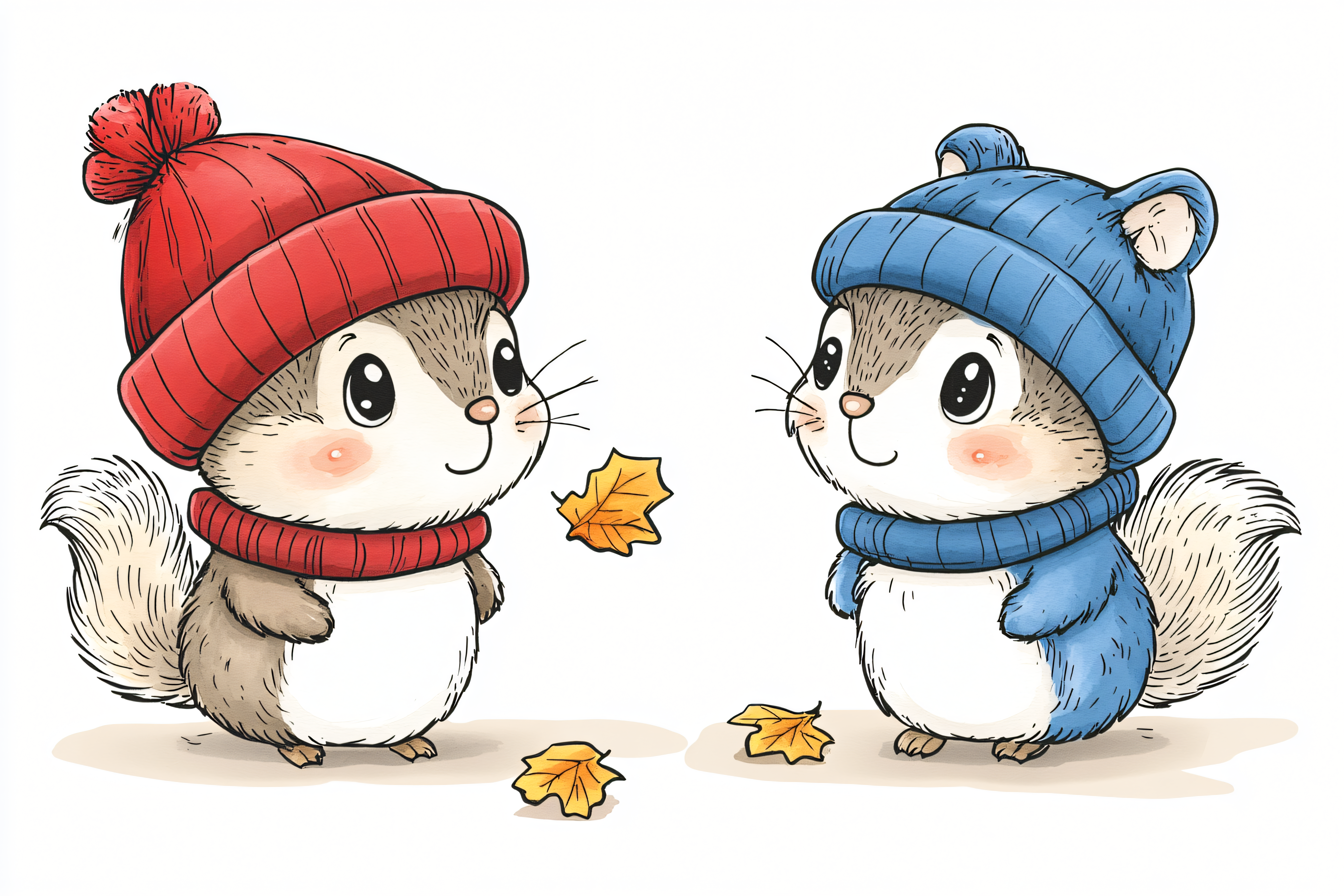Cute Squirrels in Winter Hats