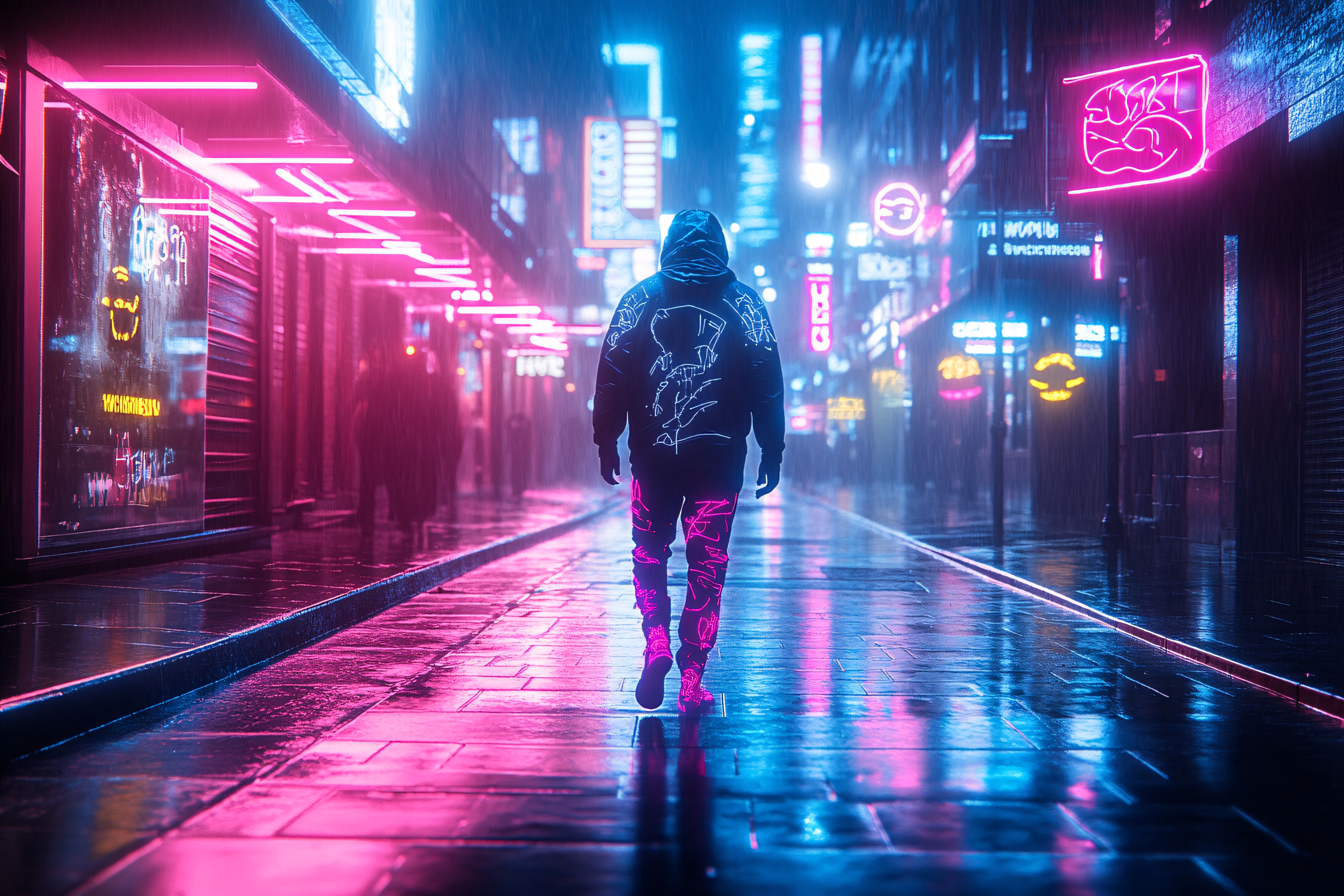Cyberpunk Cityscape in Rain