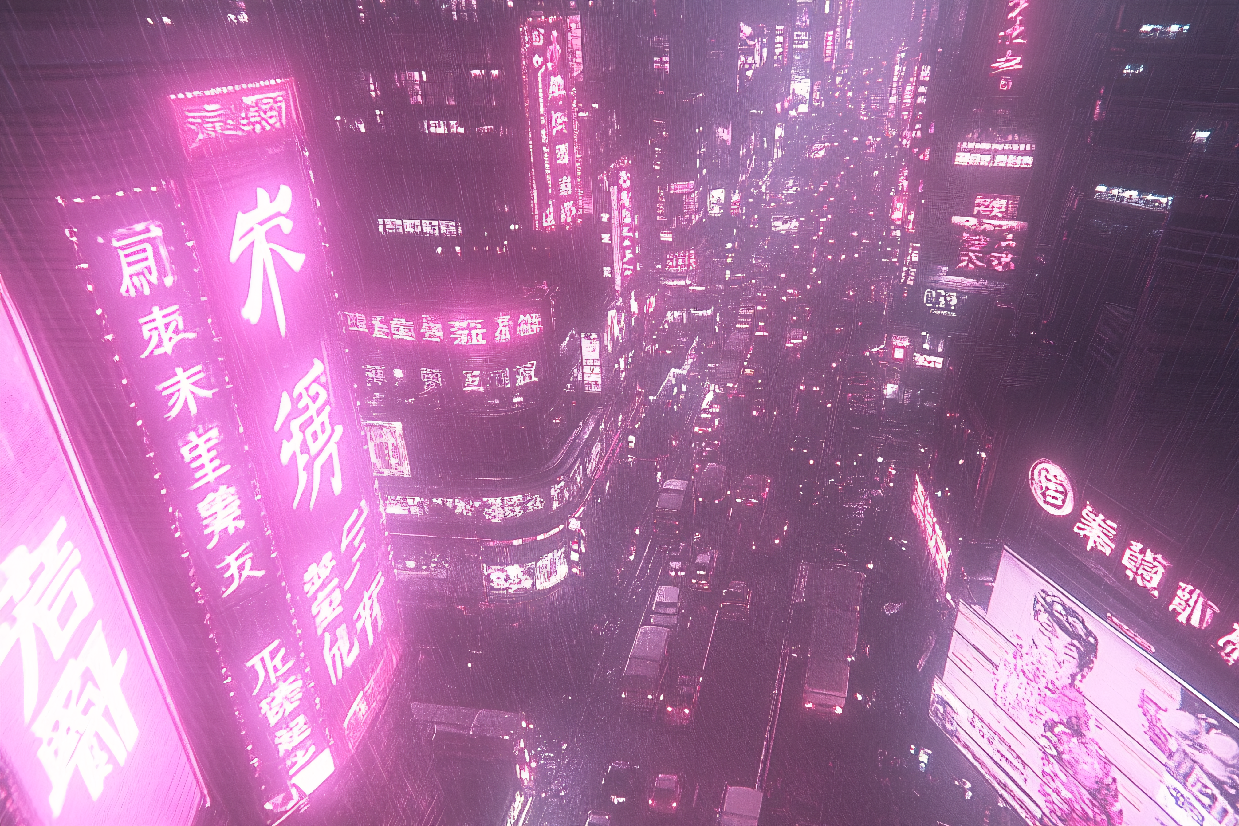 Cyberpunk Rainy Cityscape