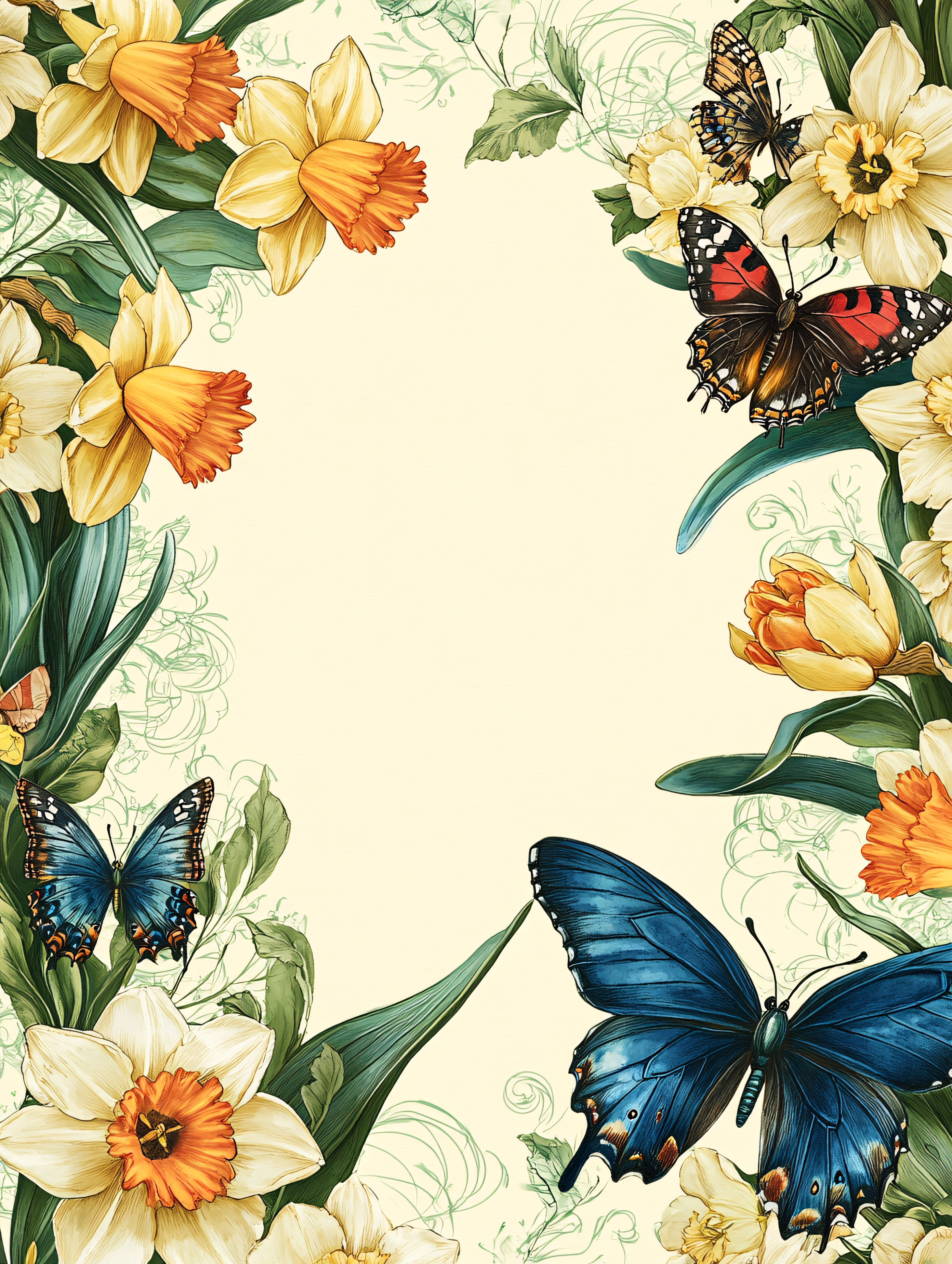 Daffodils and Butterflies Frame