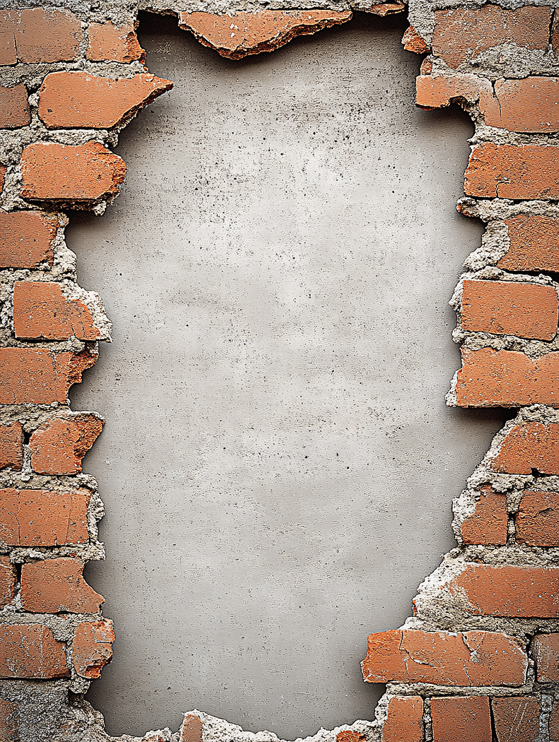 Damaged Brick Wall Section