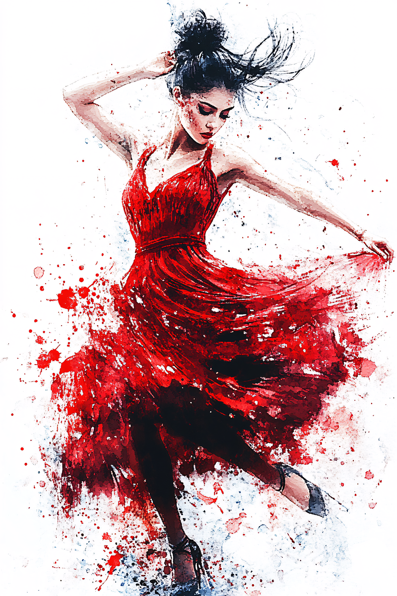 Dancing Woman in Red Dress