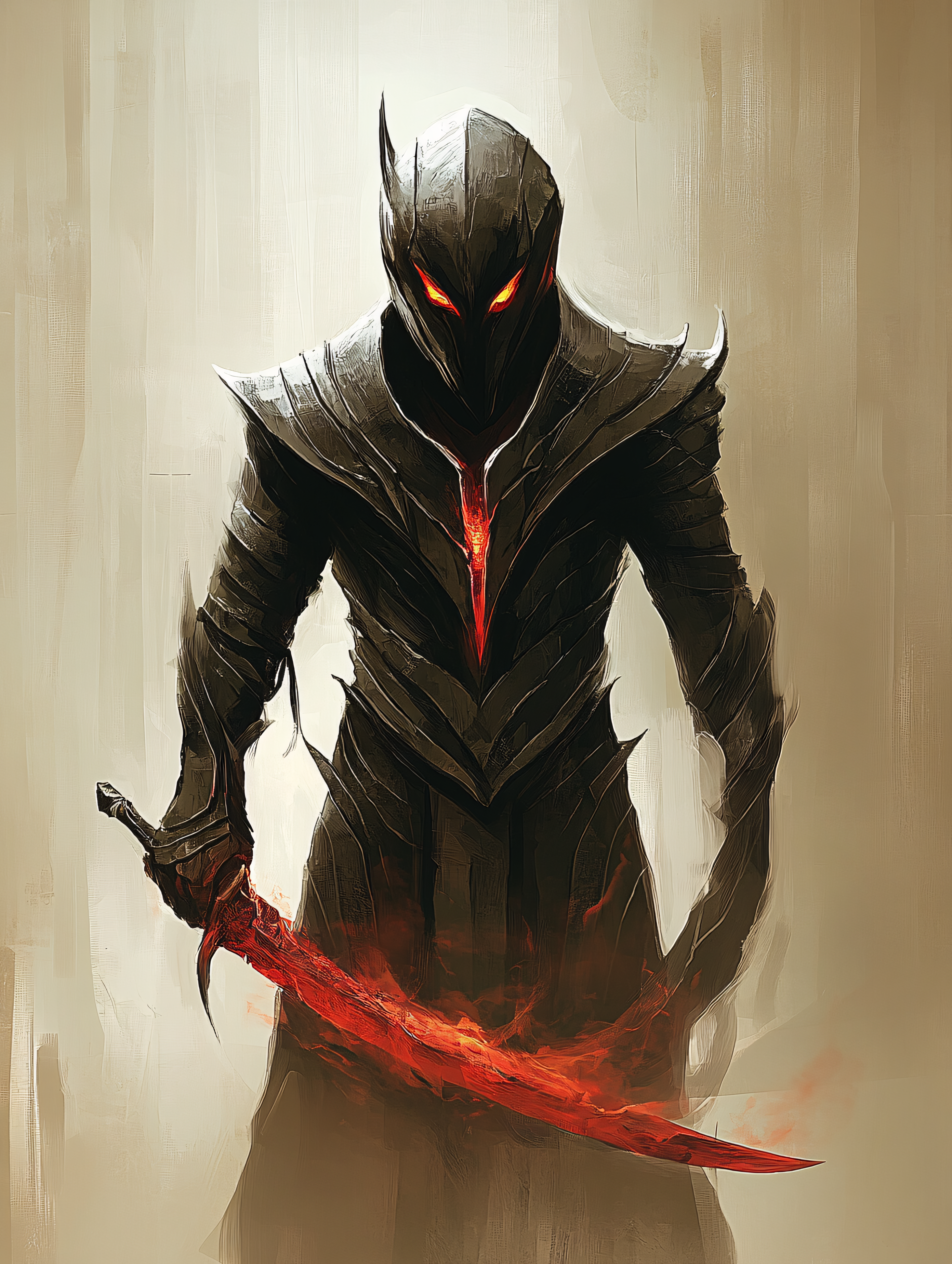 Dark Knight with Fiery Sword