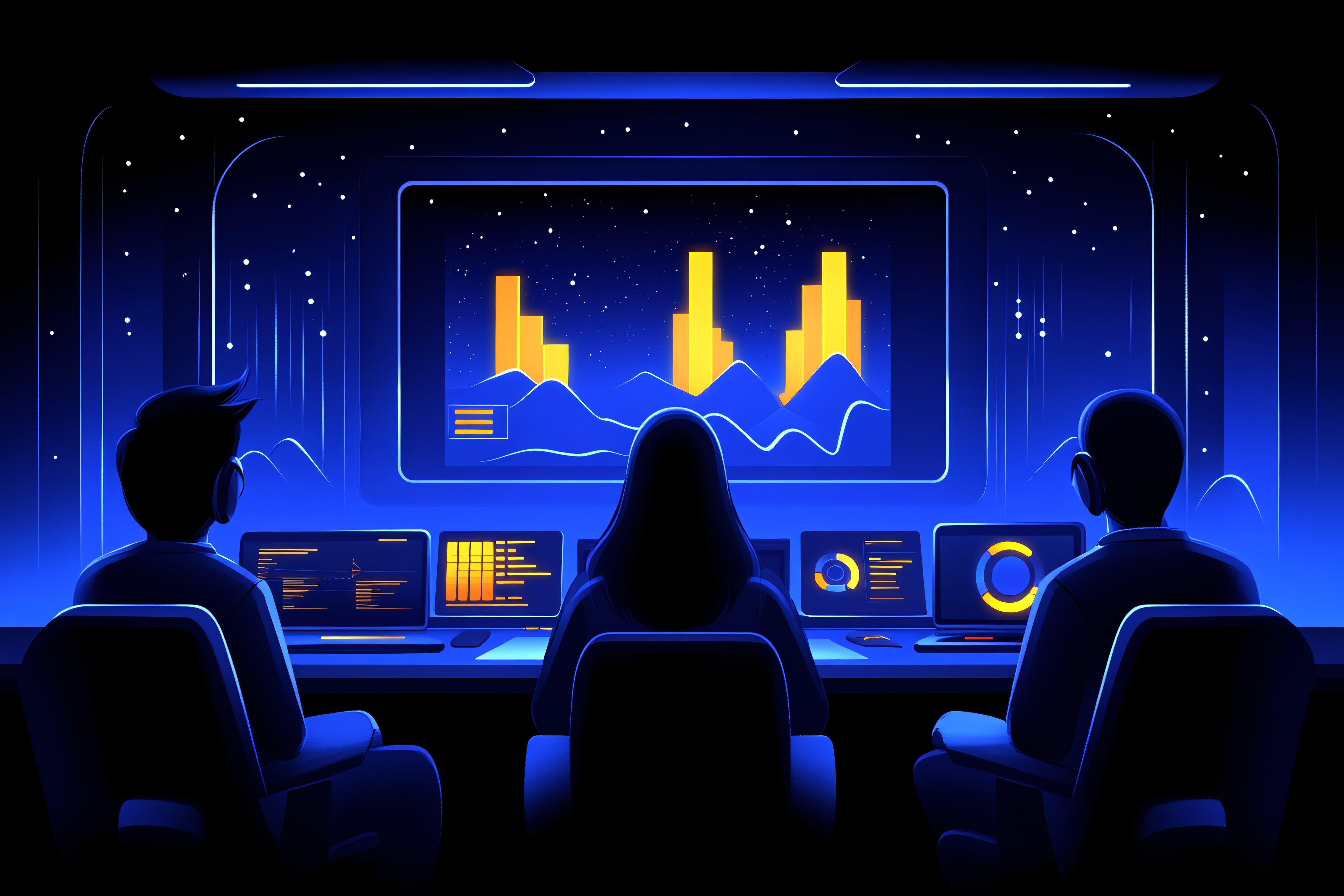 Data Analysts Monitoring Stock Market Performance