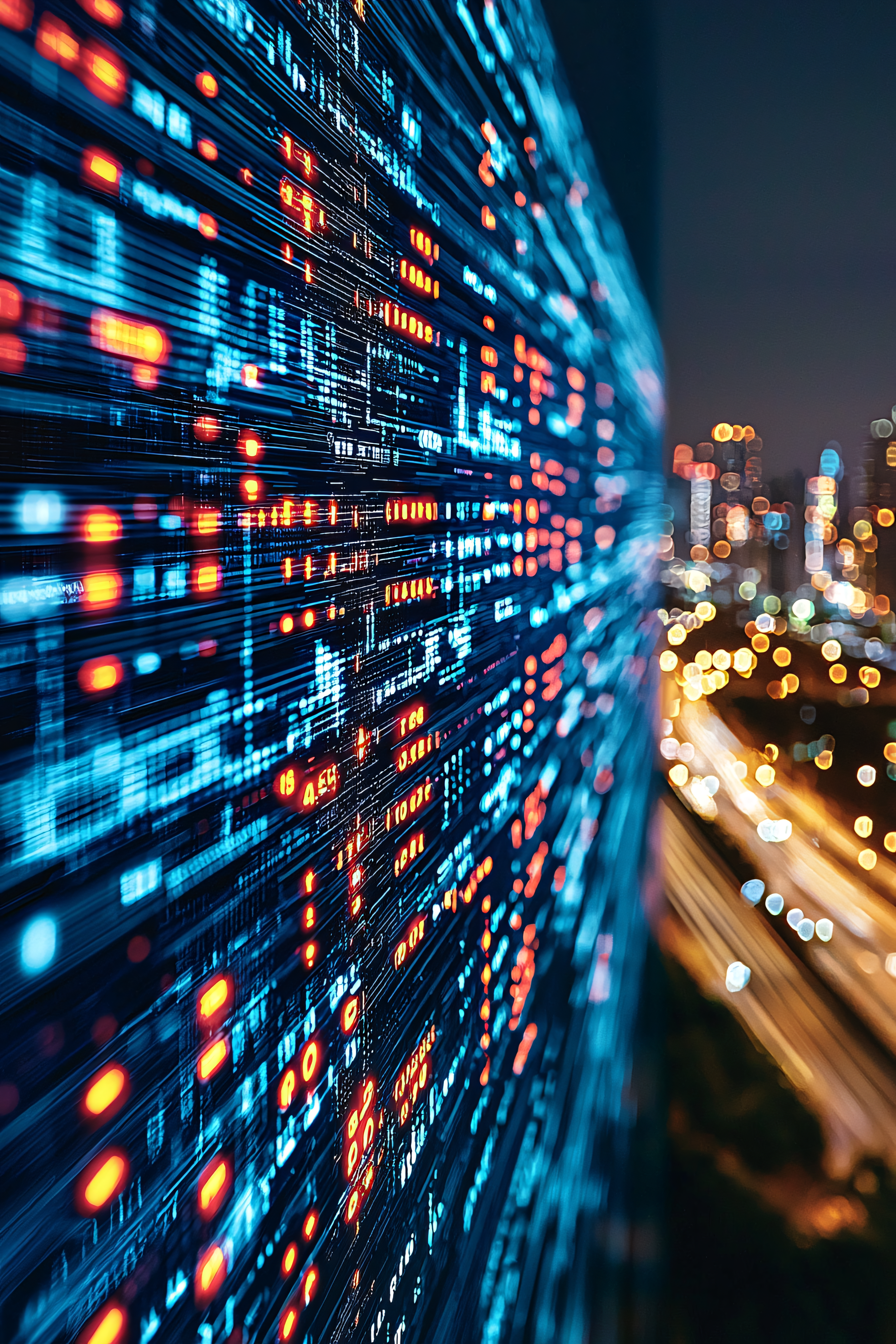 Data Stream and City Lights