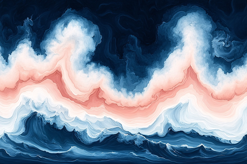 Deep Blue Coral Abstract Flow