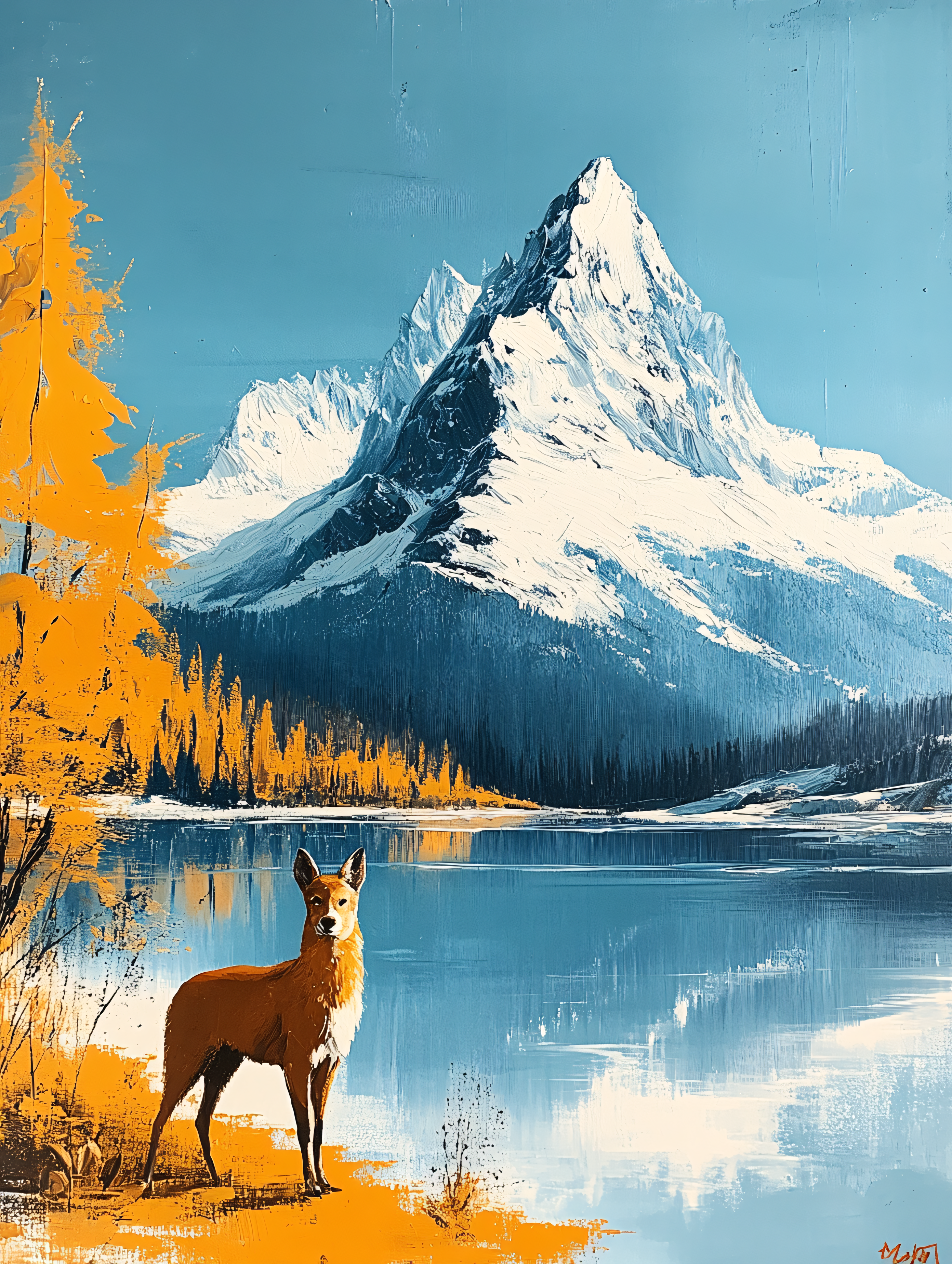 Deer by Lake Mountain View
