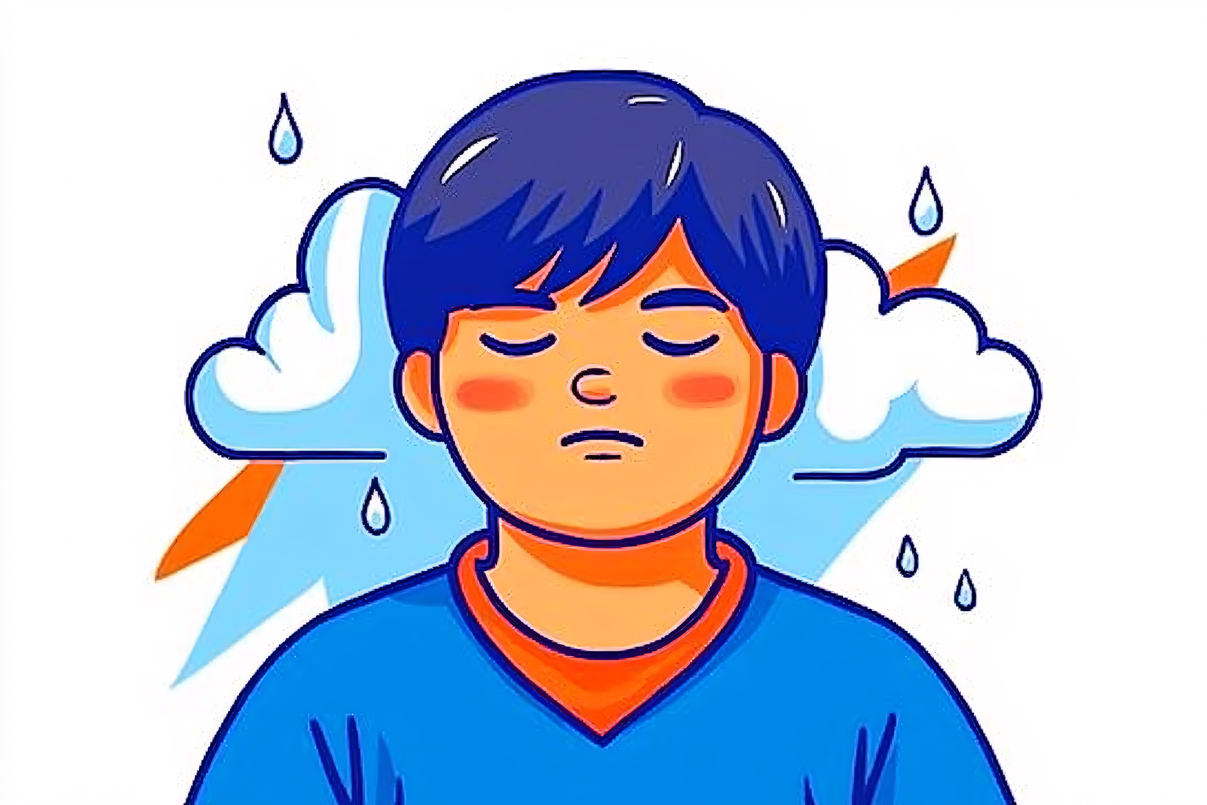 Depressed Person with Storm Clouds
