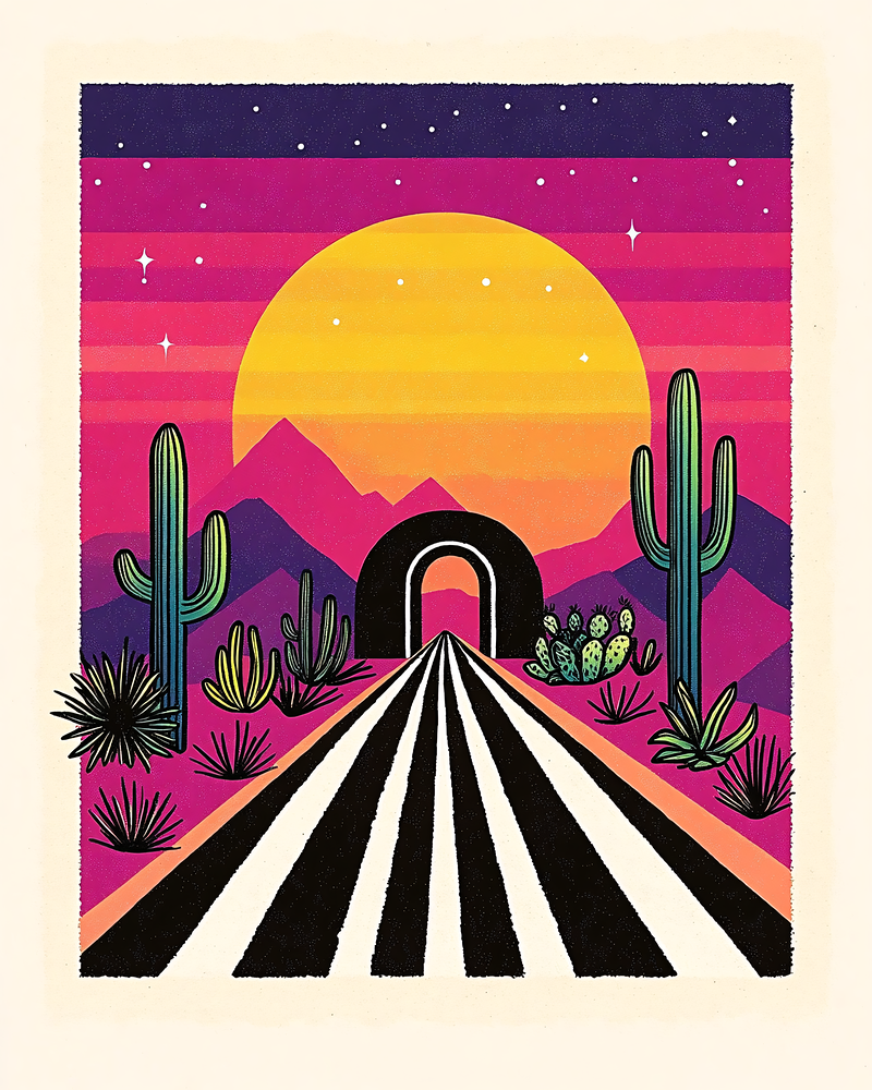 Desert Road at Sunset