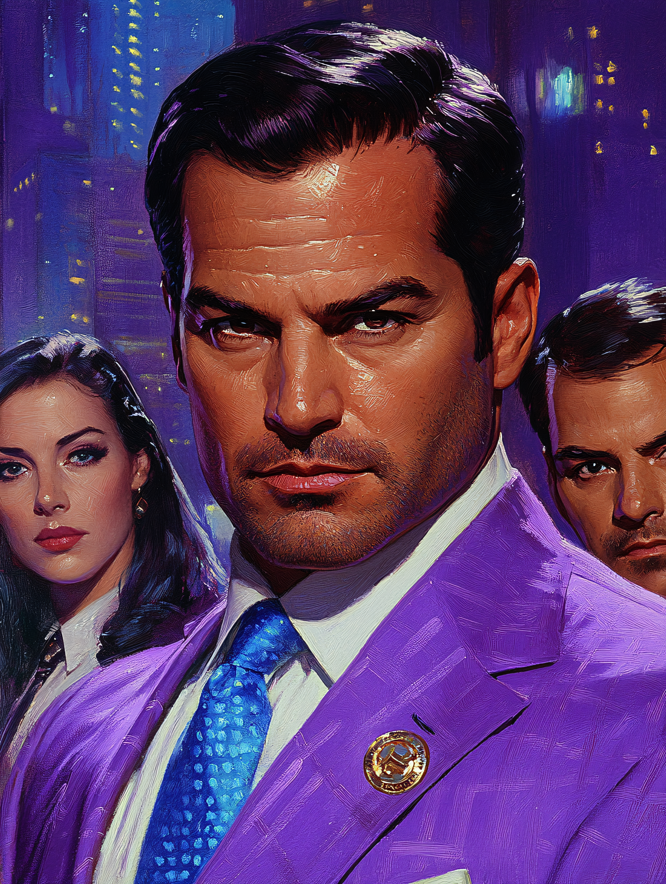 Determined Leader in Purple Suit