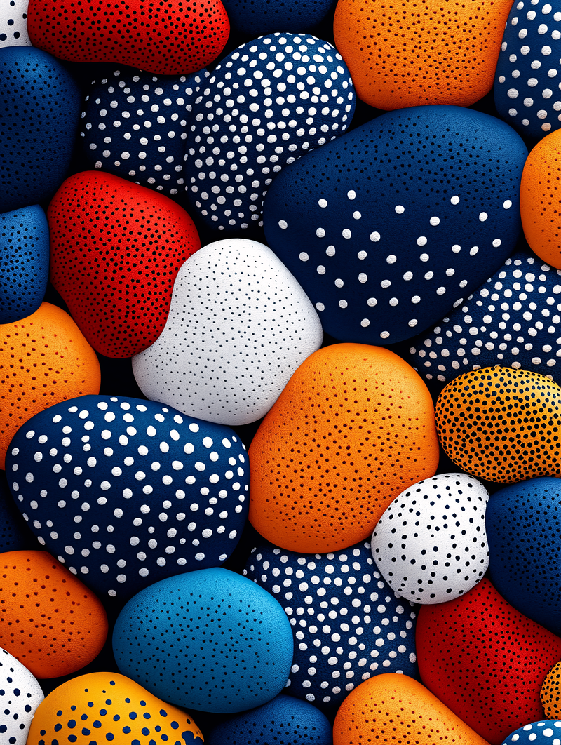 Digital art of pebbles and abstract art.