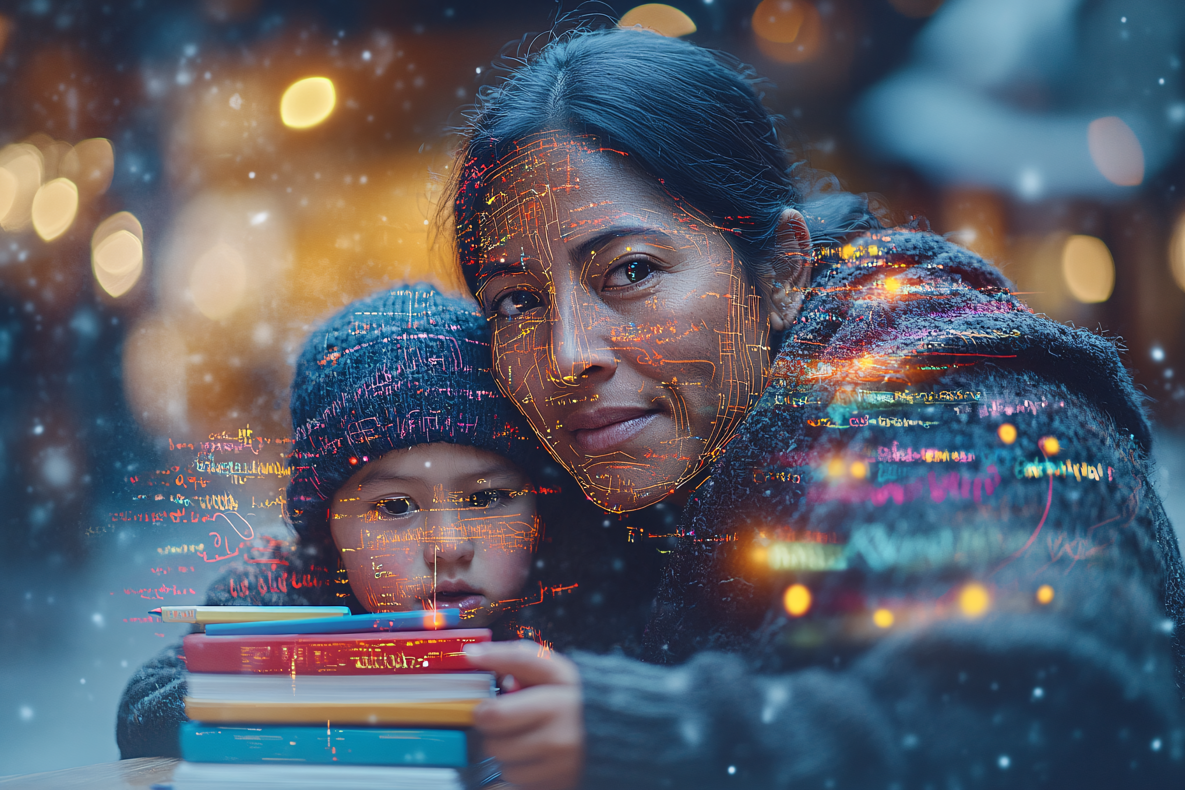 Digital Mother And Child Reading