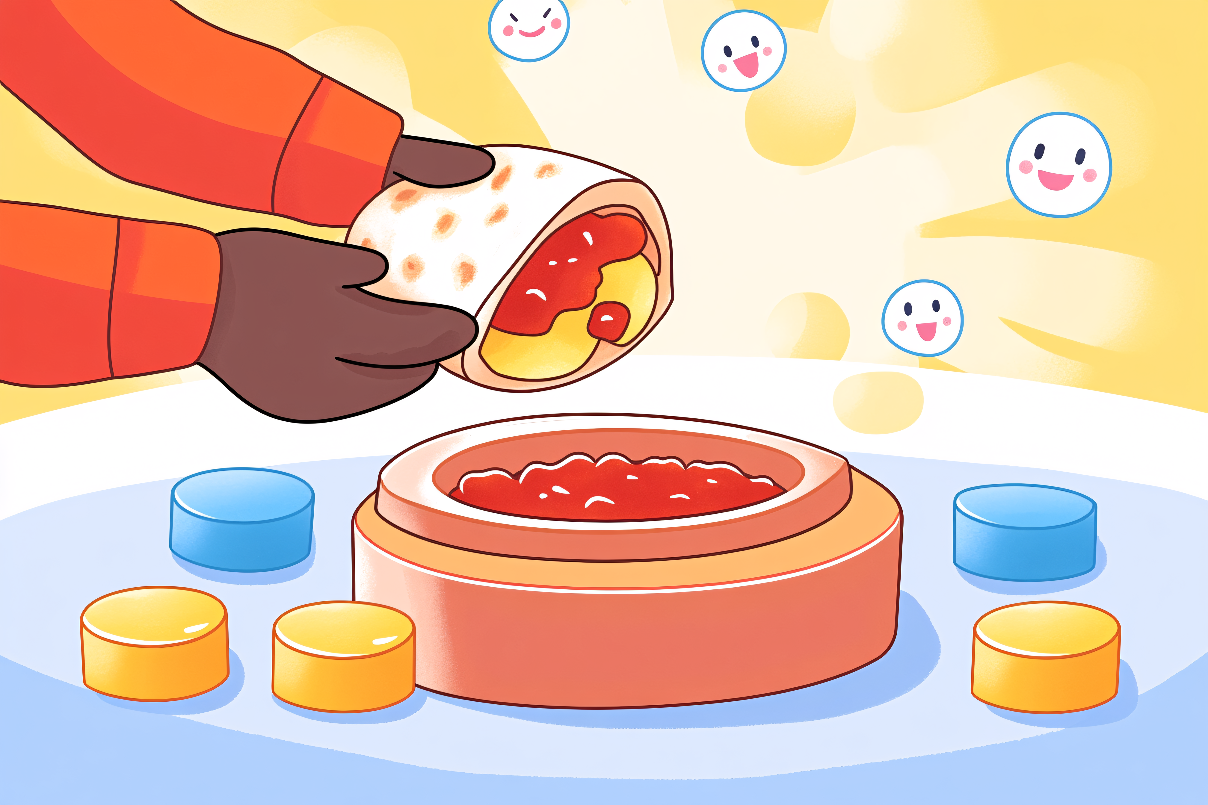 Dipping a Stuffed Wrap